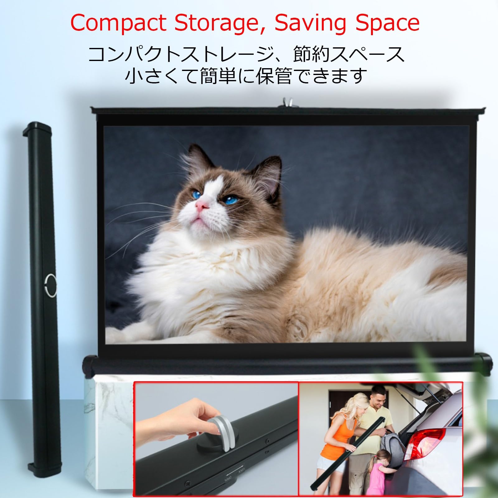 Schermo portatile per proiettore, pieghevole, per interni Home Theater, design senza pieghe, ideale per cinema in cortile, riunioni in ufficio, presentazioni scolastiche
