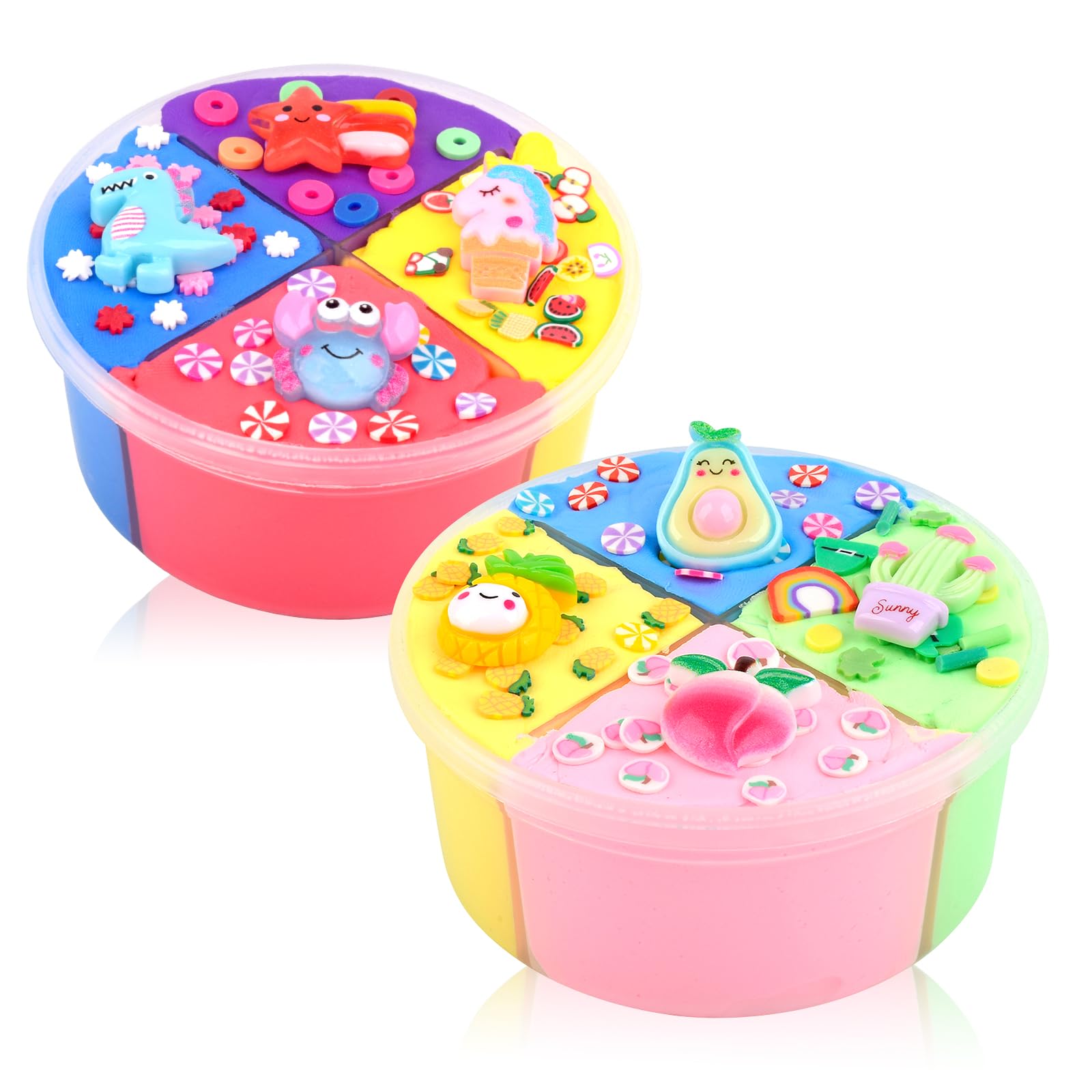 GenericButter Slime Kit for Party Favors 2 Pack, Colorful Slime in 8 Colors, Peachybbies Charms, Soft and Non-Sticky, Scented DIY Stress Relief Putty Toy, Birthday Gifts for Girls Boys 6-12Carbonfree Certified