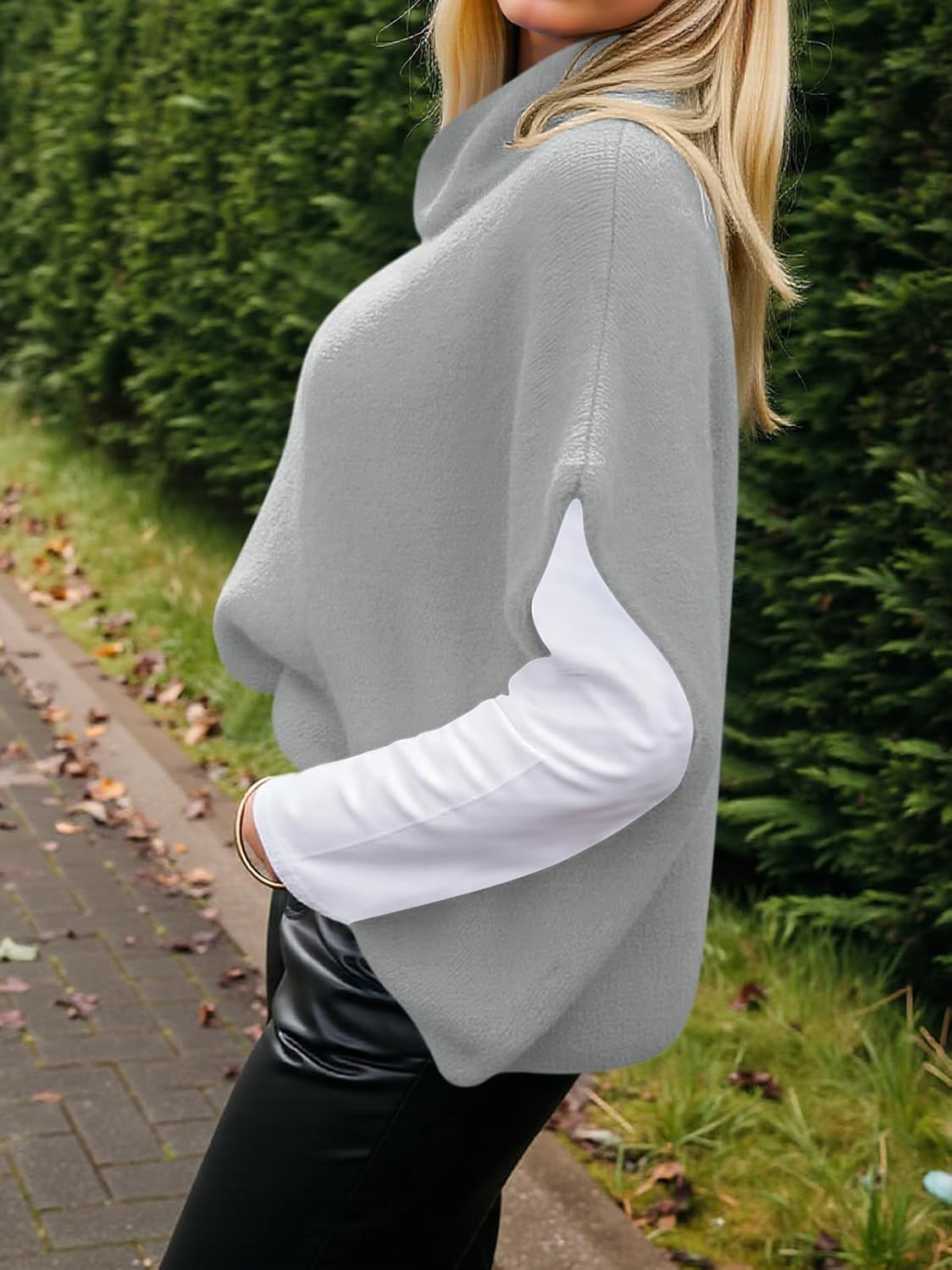 Cicy Bell Womens Oversized Turtleneck Knit Sweaters Short Batwing Sleeve Casual Slouchy Loose Fit Chunky Pullover Tops - Image 4