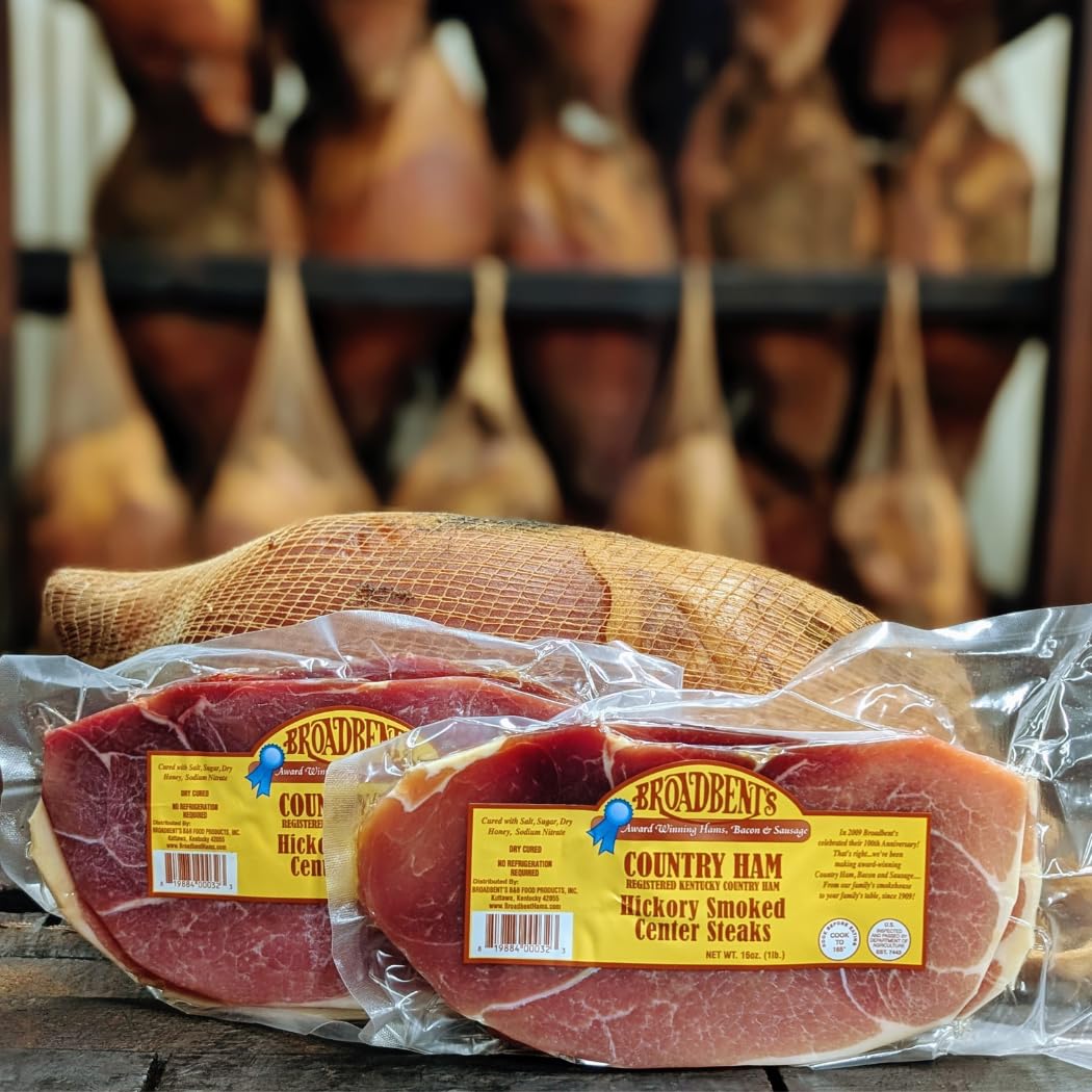 Broadbent's Hickory Smoked Country Ham Center Steaks, 2LB Each (2 Items)