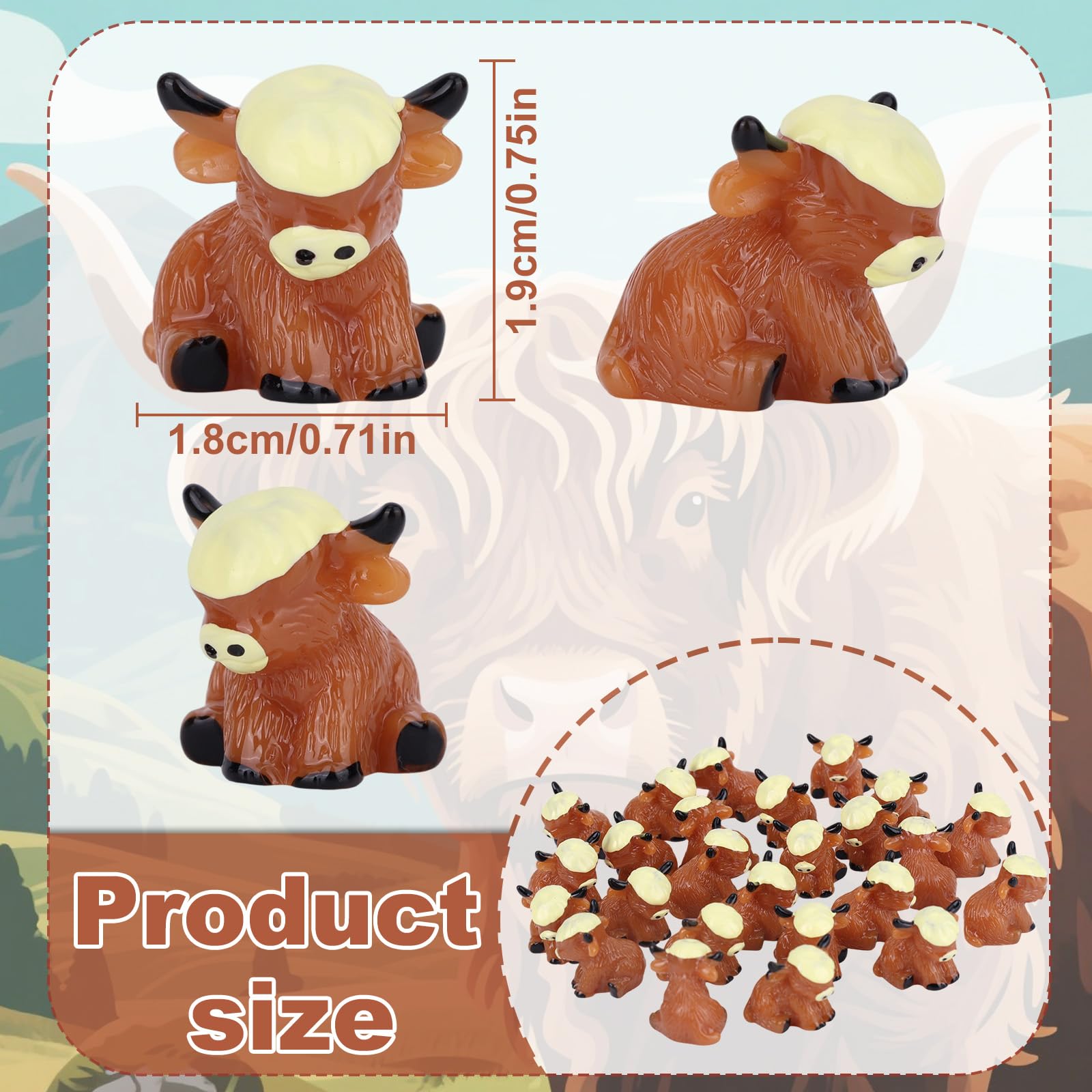 25pcs Mini Highland Cow Figurines - Image 2