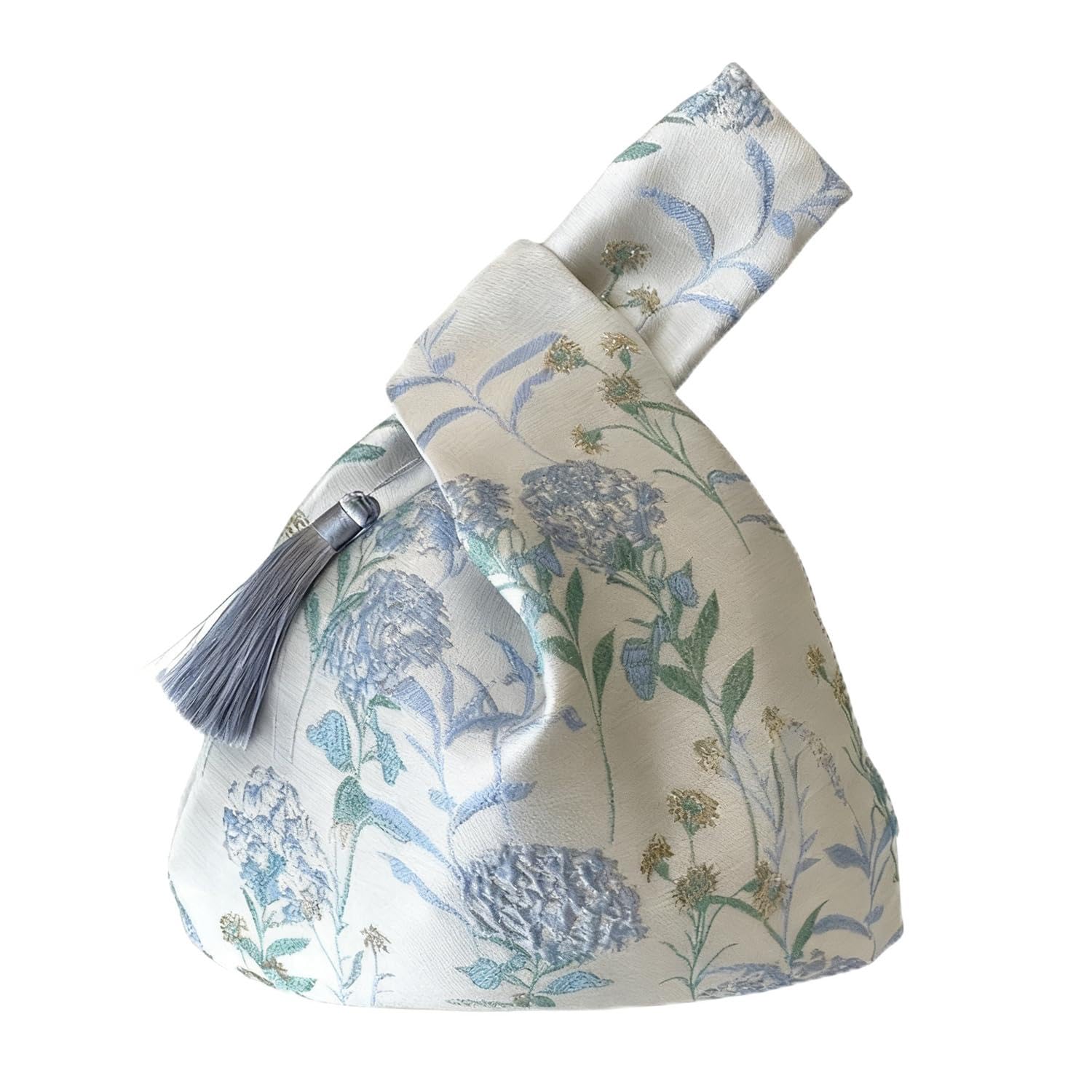 Japanese Pattern Drawstring Pouch Blue Yukata Handbag Small Purse Women