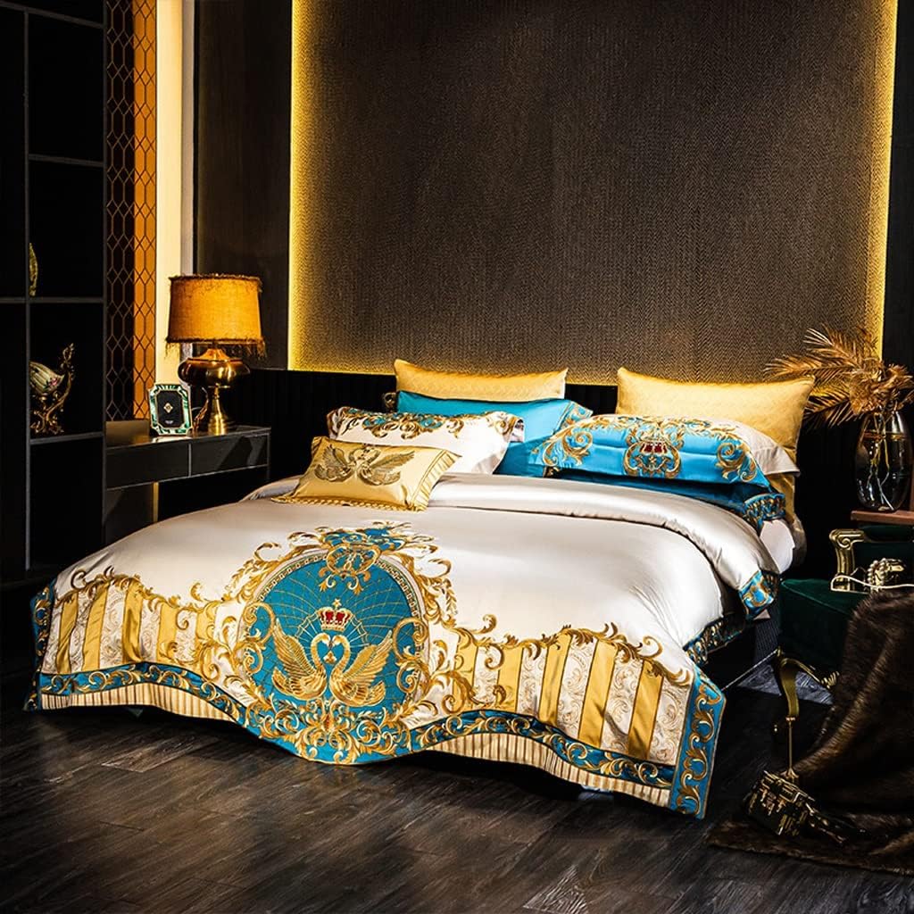 Bedding Four-Piece Wedding Four-Piece Embroidered Bed Items Skin-Friendly Quilt Cover Bedding (D 220 * 240cm) (D 220 * 240cm)