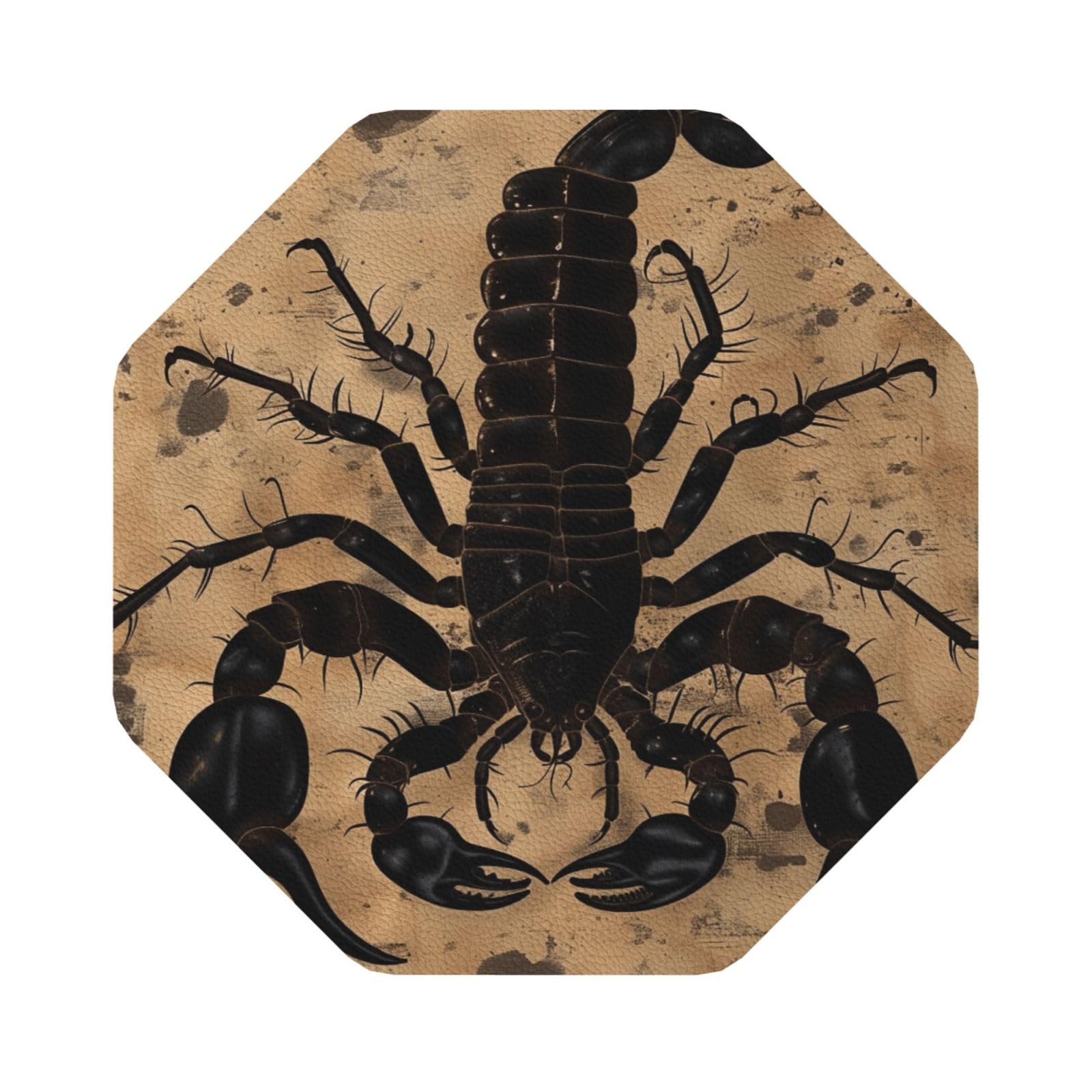 Scorpion Print Leather Coaster Set of 6, Octagon Coasters Table Decorative Coffee Cup Beverage Coasters Wine Beer Bar Coasters for Hot Drinks Table Protection