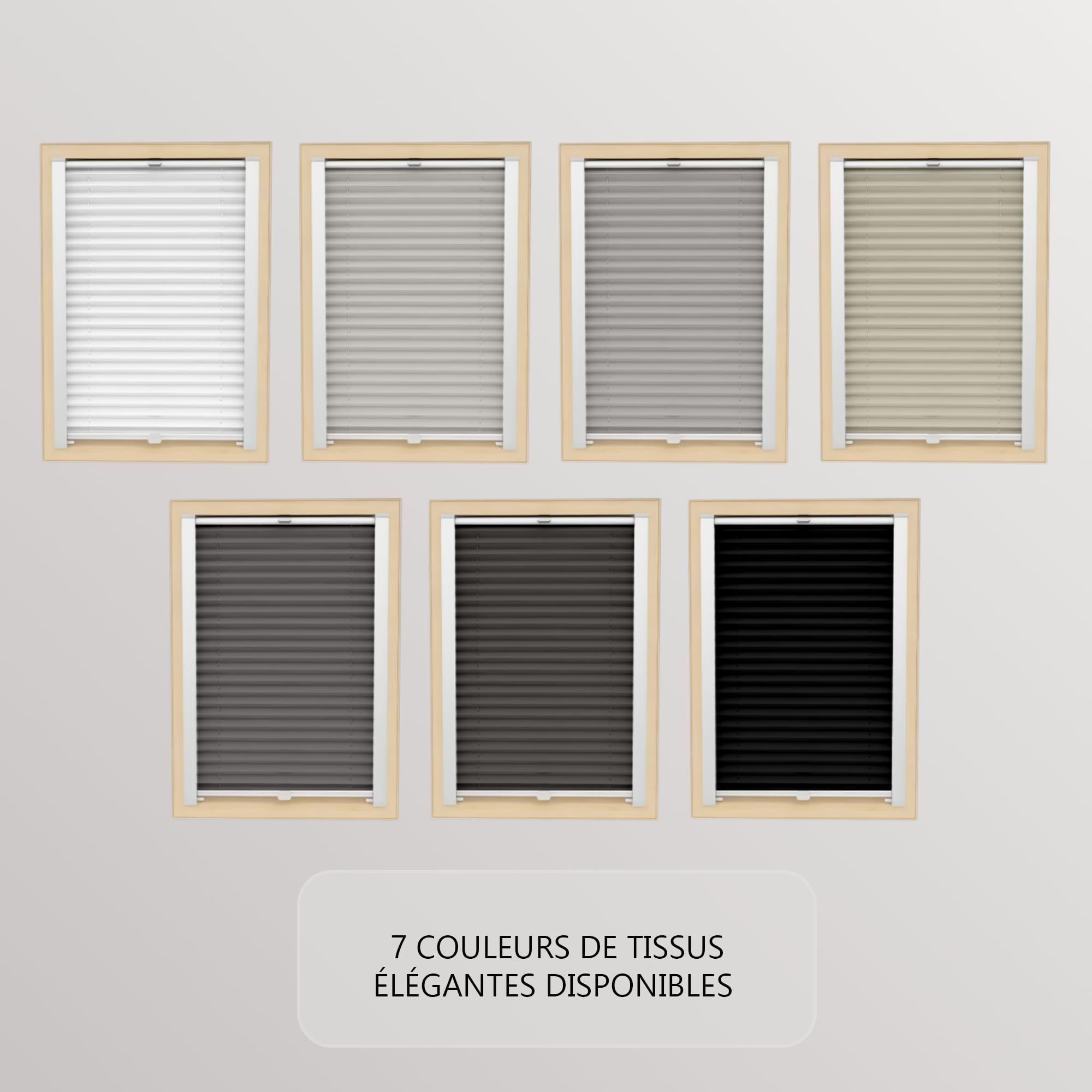 Concept Blinds Store Plissé pour Fenêtre de Toit – Occultation partielle (Blackout) - sur Mesure, 7 Couleurs, Réglable Haut/Bas, Pose Facile avec Perçage – Plissé Personnalisé pour Fenêtre de Toit