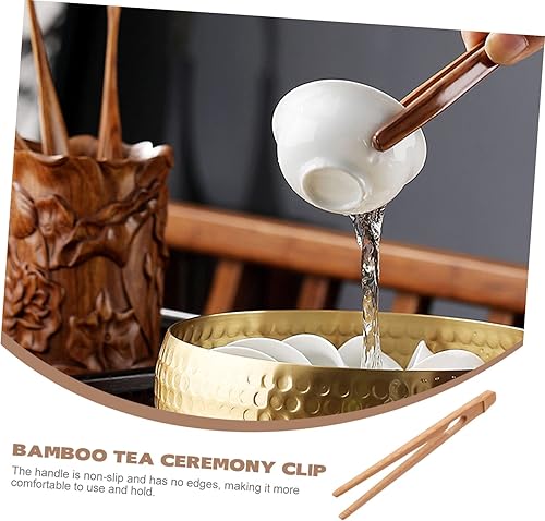 Miniatura 3 de STOBAZA Pinzas de cocina con clip de bambú para cocinar platos de cocina, clips antideslizantes para estufa