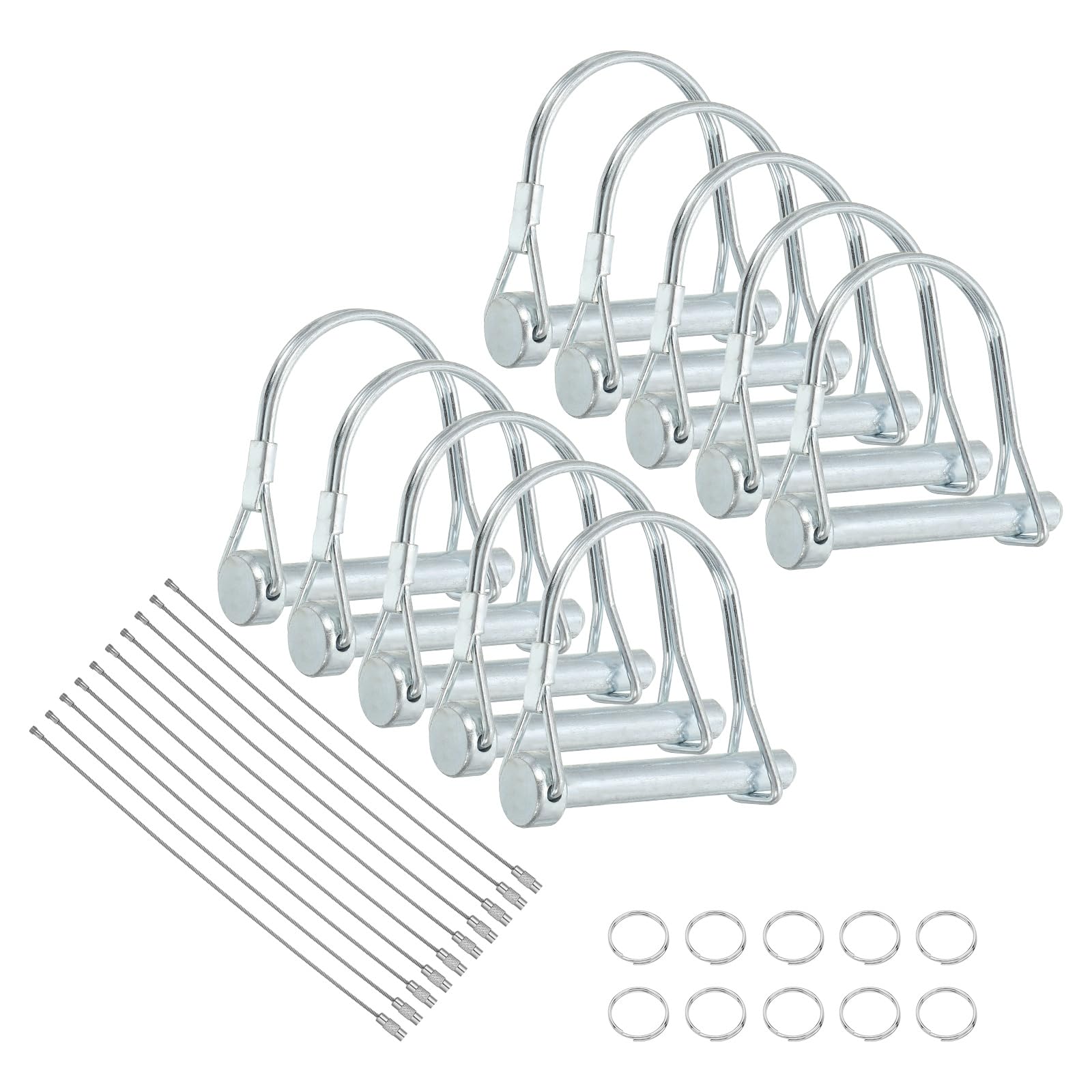 sourcing map 10Pcs Trailer Coupler Pin, 5/16" x 3" Trailer Hitch Locking Pin with Steel Quick Release Ring, Wire Shaft Locking Accessories for Farm Lawn Garden Wagons Towing