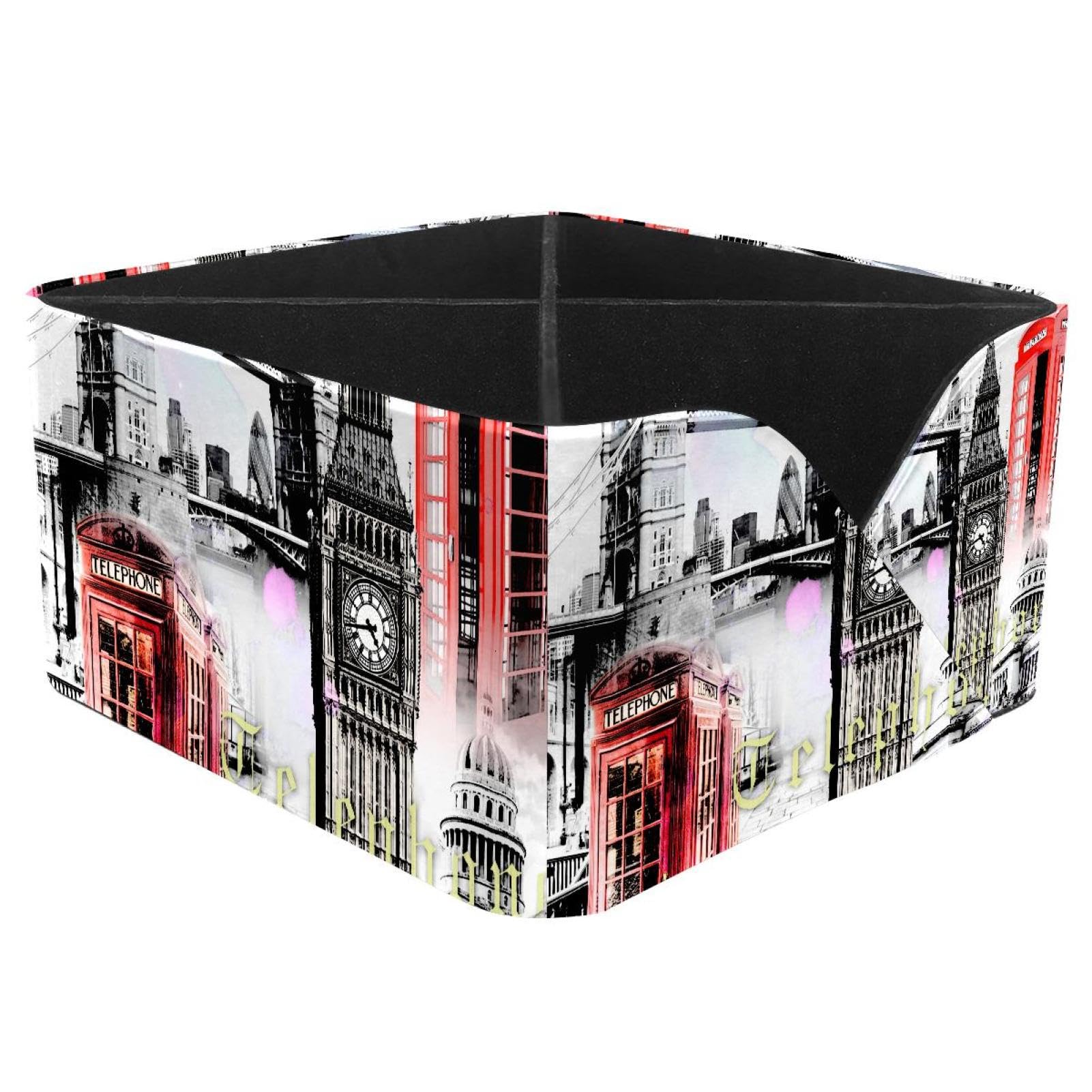 KengjuTesu European Architecture London Desktop Organizer Pen Holder, Rectangular Pencil Cup for Office, Study and Makeup Stations