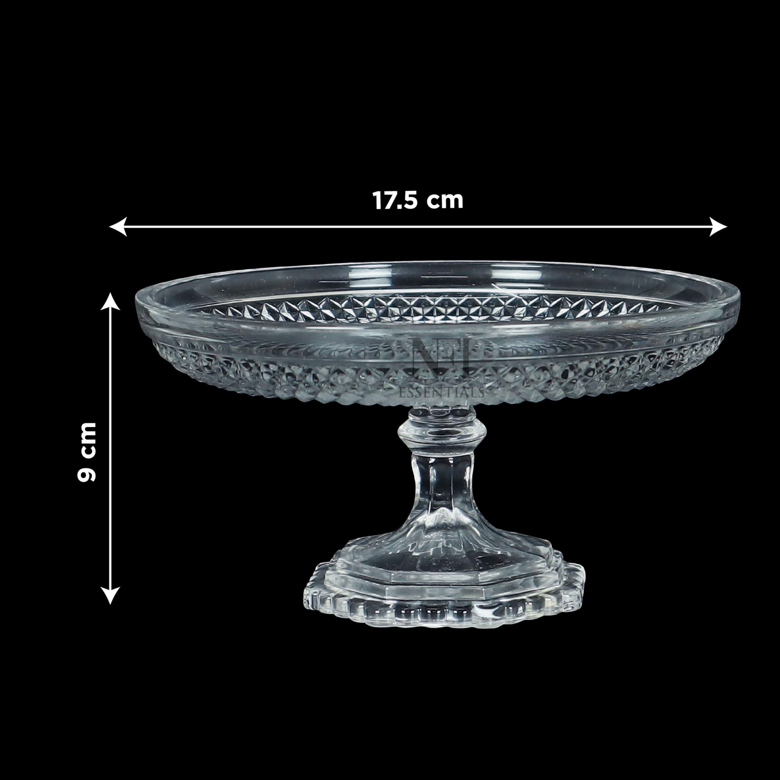 NFI essentials Crystal Clear Dessert Pedestal Stand Vintage Style Cake Plate Diamond Pattern Serving Platter Cakes, Pastries & Desserts Display for Parties, Weddings, and Gift — Amazon image 4