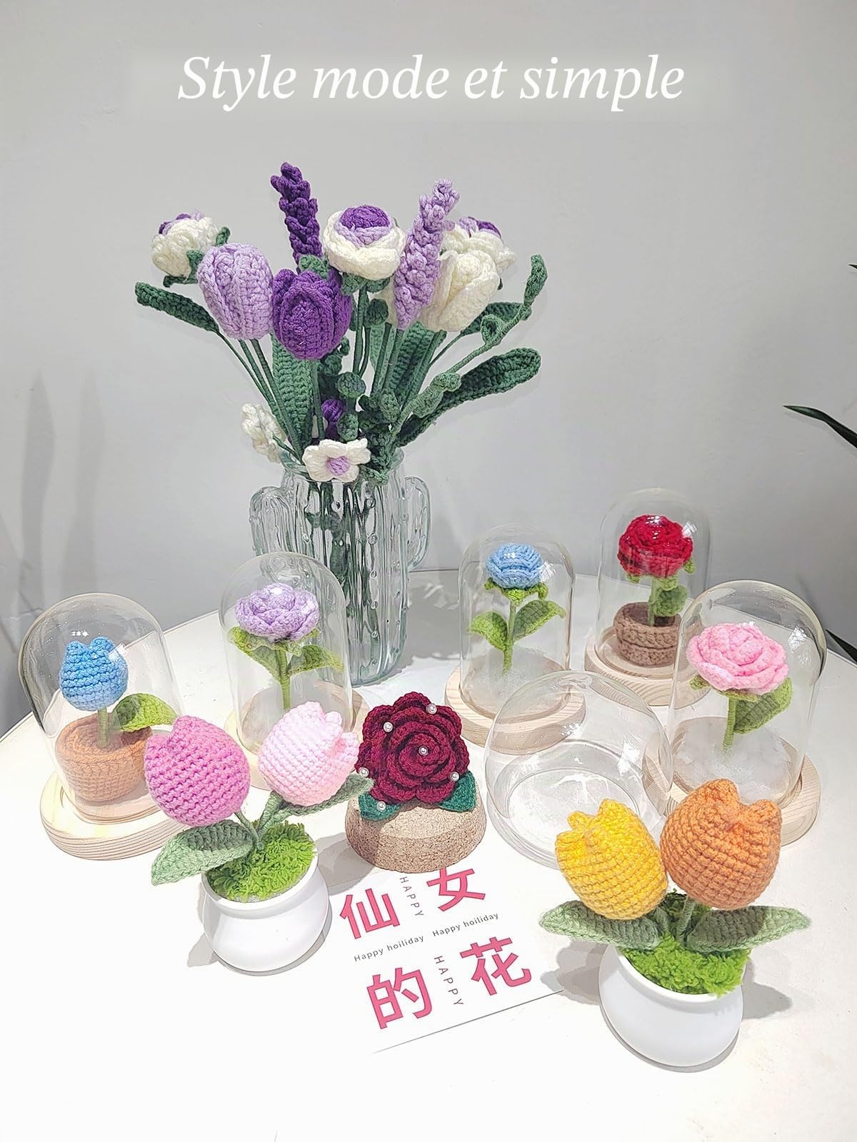 Grande Cloche en Verre, Cloche en Verre avec Socle en Bois, diamètre 23 cm, Hauteur 30-40 cm(Dia23*H35cm)