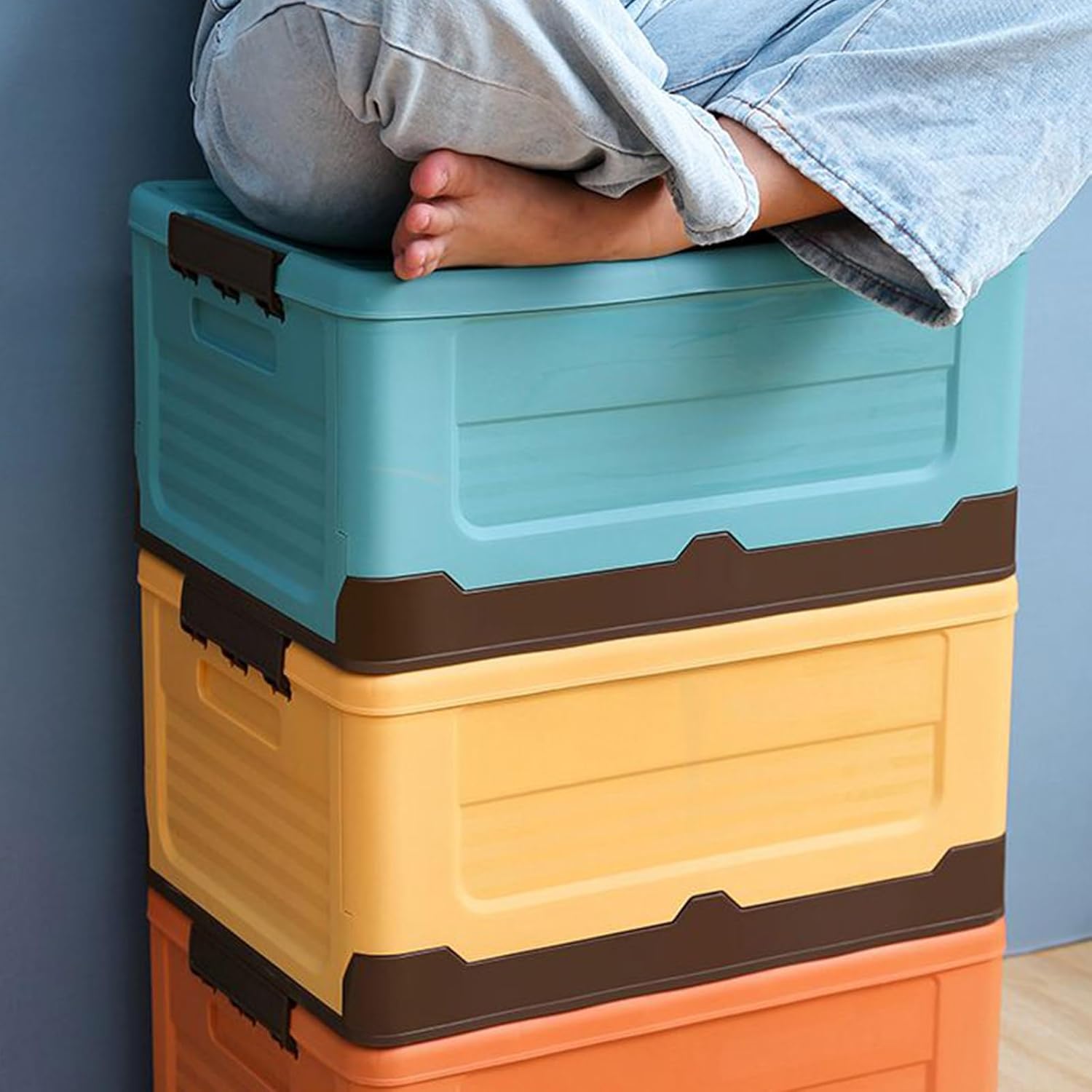 Space Saving Foldable Crate Efficient Storage Box For Clothes And Books Fashionable Sundries Toy Container With Lid