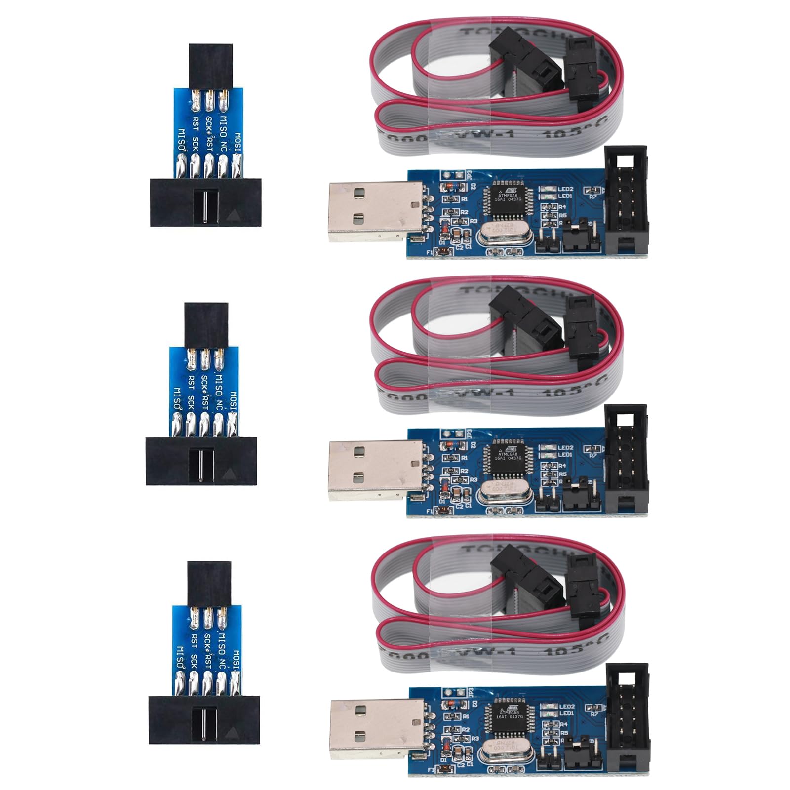 GERUI 3 Pz Downloader Programmatore 51 AVR ATMEGA8 Downloader 10 Pin USB Programmer a 6Pin Adattatore Scheda per Microcontrollore serie AVR.