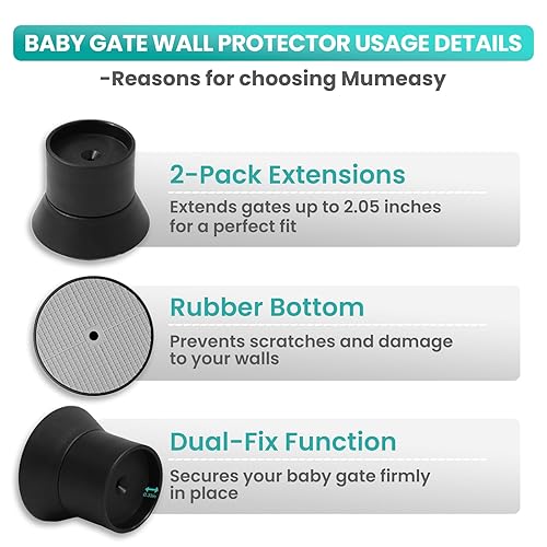 Miniatura 4 de Mumeasy Paquete de 4 extensores protectores de pared para puerta de bebé, kit de extensión de puerta de seguridad infantil montado a presión que se