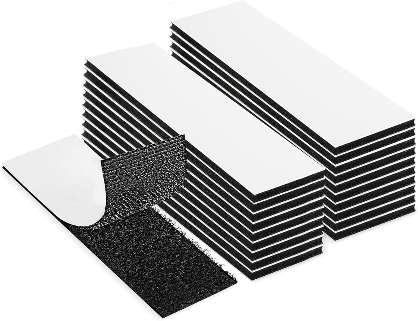 40Pcs Hook and Loop Tape, 3 ร 10 cm Self Adhesive Reusable Double Sided Sticky Tape, Strong Heavy Duty Adhesive Strips for Home & Office Use (Black)