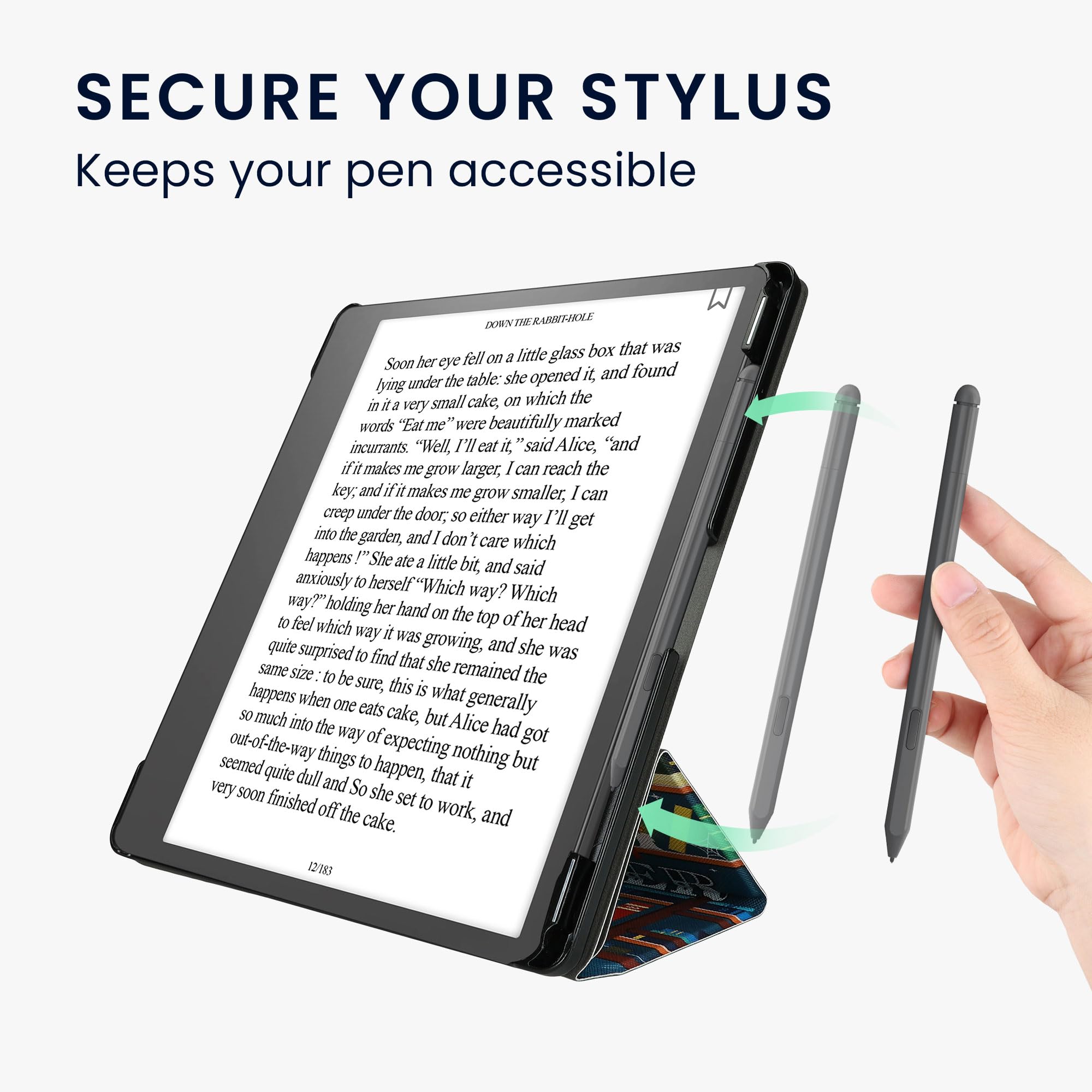 kwmobile Cover per Amazon Kindle Scribe (2022/2024) Cover - Custodia eBook Reader Verticale - Case eReader in Pelle PU - Chiusura Magnetica e Porta Penna - Ancora Un Capitolo