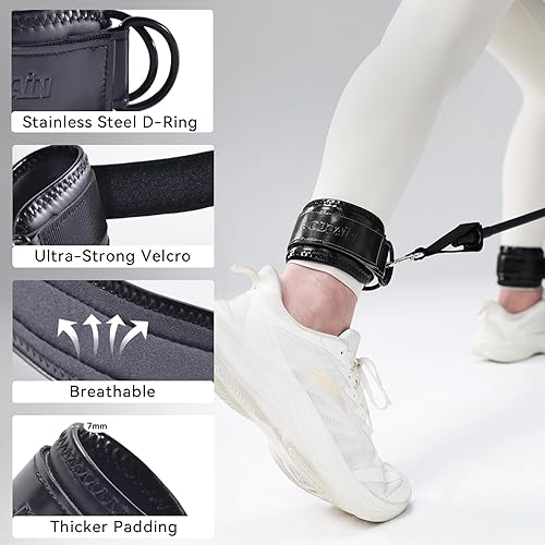 Miniatura 3 de Correa de tobillo para máquina de cable, bandas de resistencia de tobillo, correas de respaldo de cable para gimnasio, entrenamientos de glúteos,