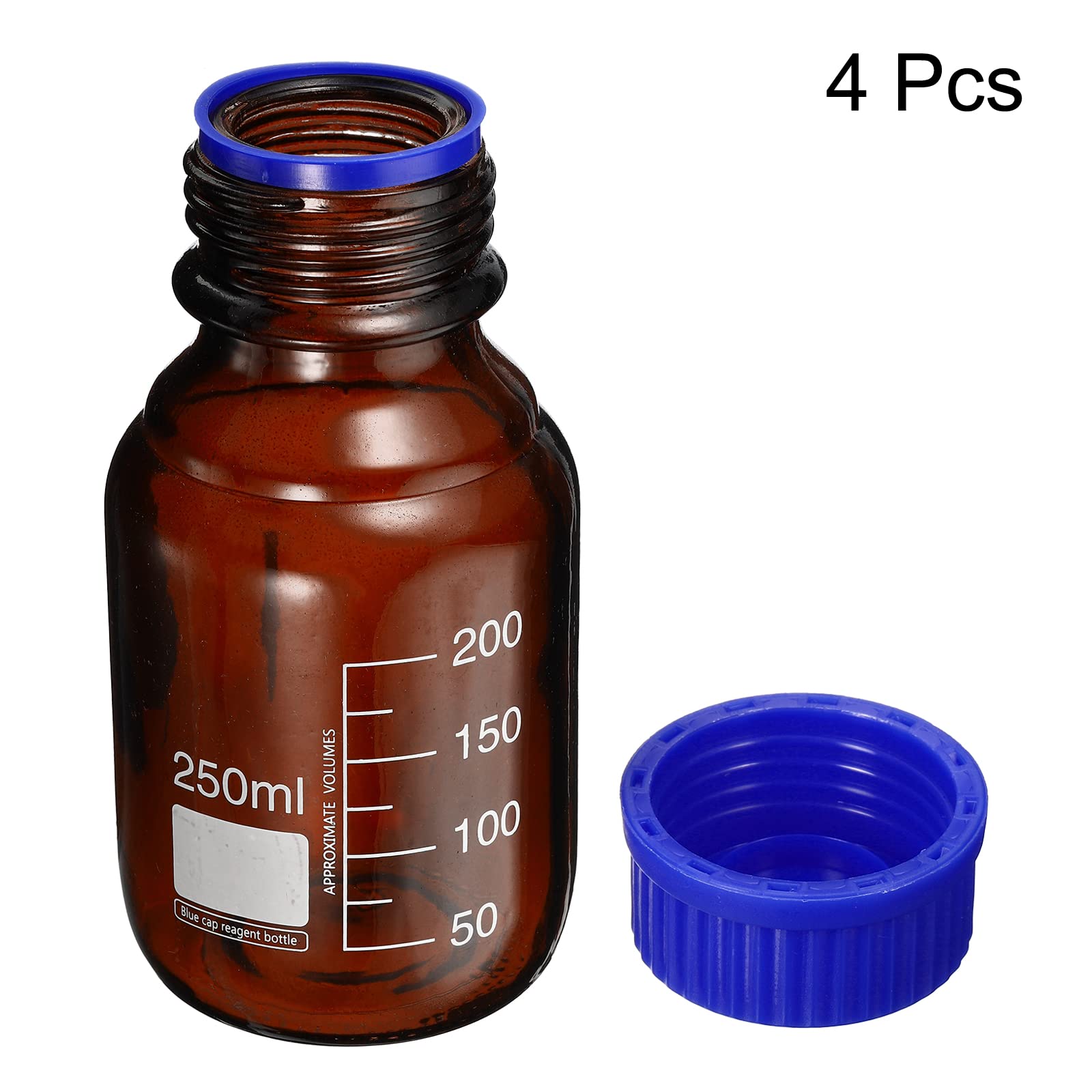 PATIKIL 4uds 250mL Reactivo Medios Botella para Laboratorio Hogar ámbar
