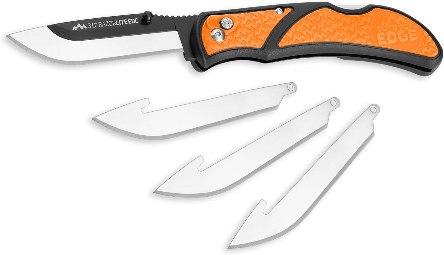 OUTDOOR EDGE 3.0" RazorLite EDC Knife (Blaze Orange) - Replaceable Blade Knife with Pocket Clip, Lightweight Everyday Carry Utility Knife for Hunting, Camping & Survival – Includes 4 Stainless Steel Drop-Point Blades