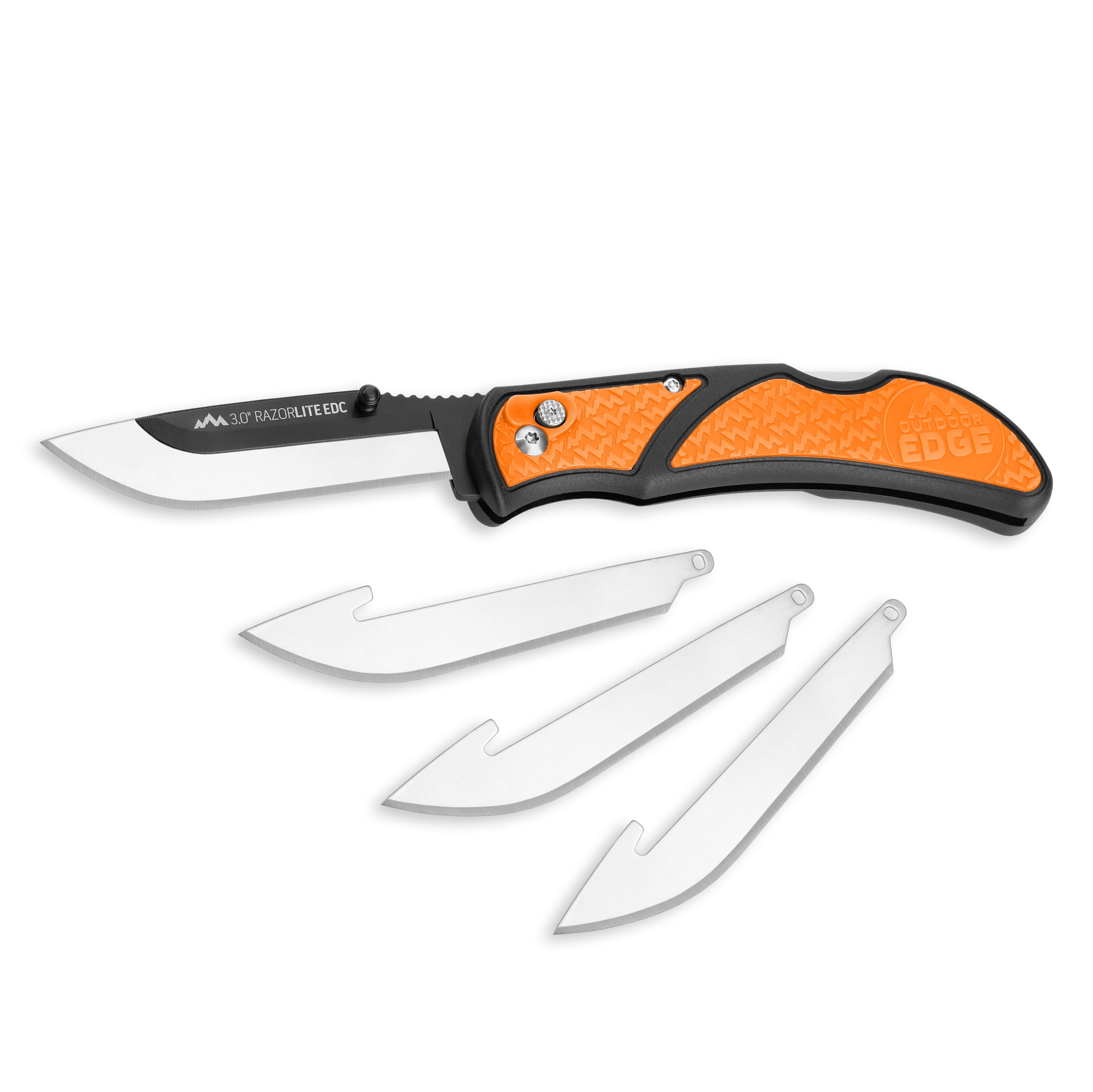 OUTDOOR EDGE 3.0" RazorLite EDC Knife - EDC Folding Knife with Replaceable Blades and Clip - One Hand Opening for Everyday Carry (Orange, 4 Blades)