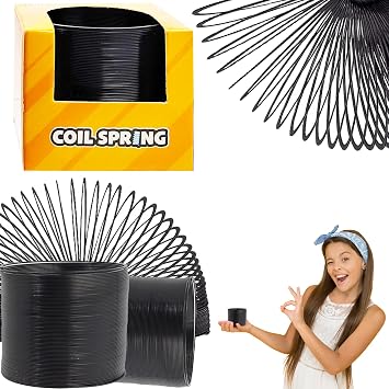 The Dreidel Company Black Metal Coil Spring، Goody Bag Fillers، Party Favor for Kids، مجموعة متنوعة من 2.4 بوصة 60 مم فردية محاصر فردي