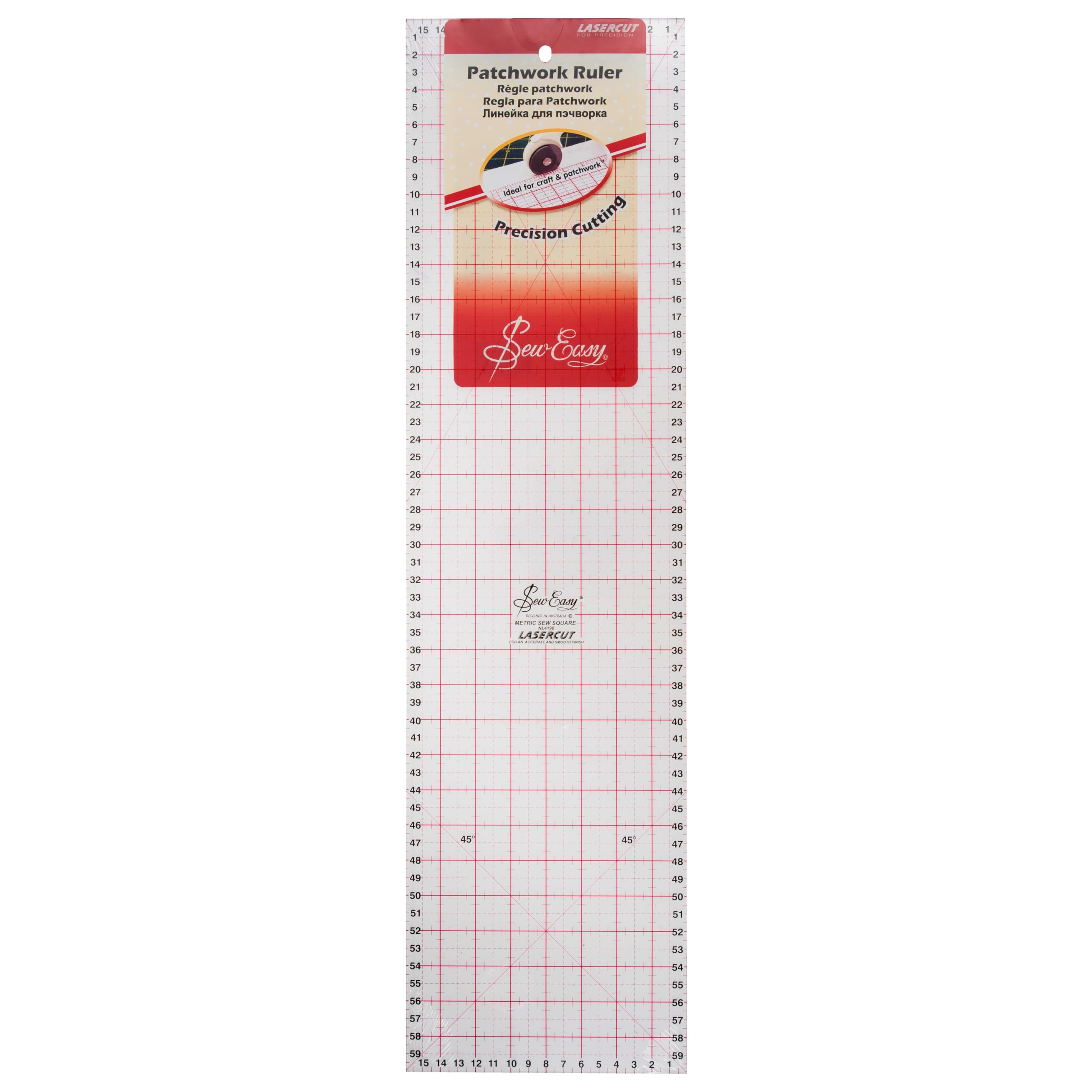 Règle pour patchwork 60 x 16 cm outil de couture et quilting acrylique transparent