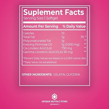 Evening Primrose Oil for Women 1000mg 75 Softgels, Organic Evening Primrose Oil, Softgels with GLA Omega-6, Aceite De Onagra, Primerose Supplement for Skin & Wellness (Pack of 1)