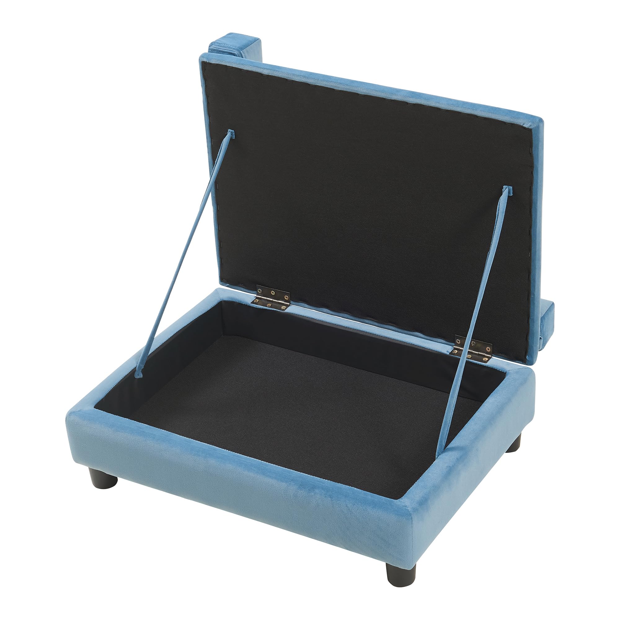 [en.casa] Cama Perro Salkonssad con Almacenamiento Oculto Sofá para Mascota Gato Pequeño/Mediano con Laterales Desmontables MDF Terciopelo 60x45x24cm Azul