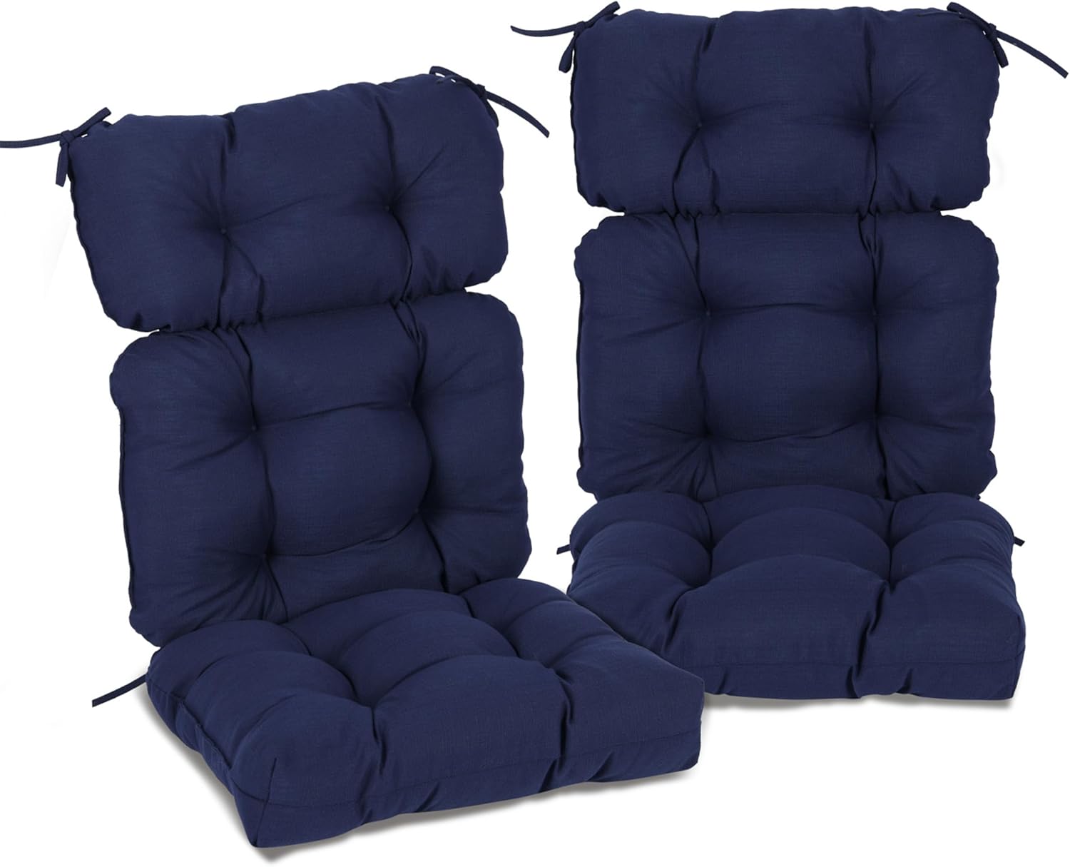 BPS 22x45x5 inch High Back Patio Tufted Chair Cushion Set of 2, Water Resistant Indoor Outdoor Seat Chair Cushions Back Patio Rocking Pads for Furniture, Dark Blue