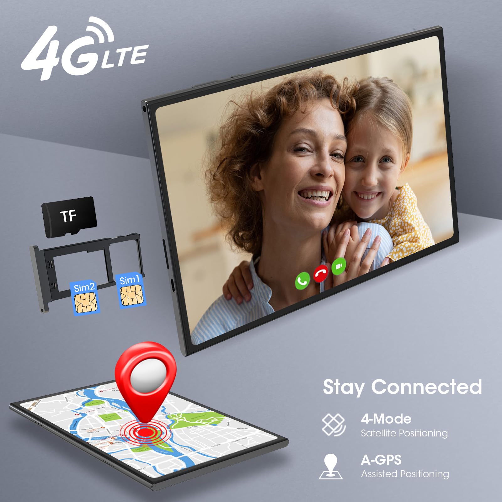 CWOWDEFU Tablet con slot per scheda SIM,10.1 pollici Android 14 tablet,tablet e telefono 4G LTE,presenta chipset MTK 2.3GHz,ROM 128 GB, RAM da 8 GB, WiFi, Bluetooth, GPS, All Mantel Madel