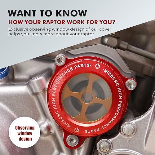 Miniatura 3 de NICECNC Cubierta de filtro de aceite con ventana de observación compatible con Yamaha Raptor 700 YFM700 2015-2023, Raptor 700R YFM700R, 2009-2009