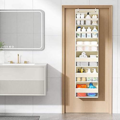 Miniatura 2 de Organizador para colgar sobre la puerta, 6 estantes para colgar en la puerta con 6 bolsillos de gran capacidad, estantes colgantes para