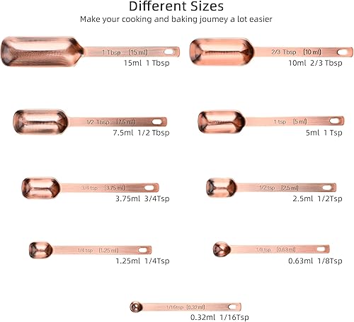 Miniatura 20 de Smithcraft Juego de tazas y cucharas medidoras, juego de tazas medidoras de acero inoxidable, 7 tazas medidoras secas, 9 cucharas de medición