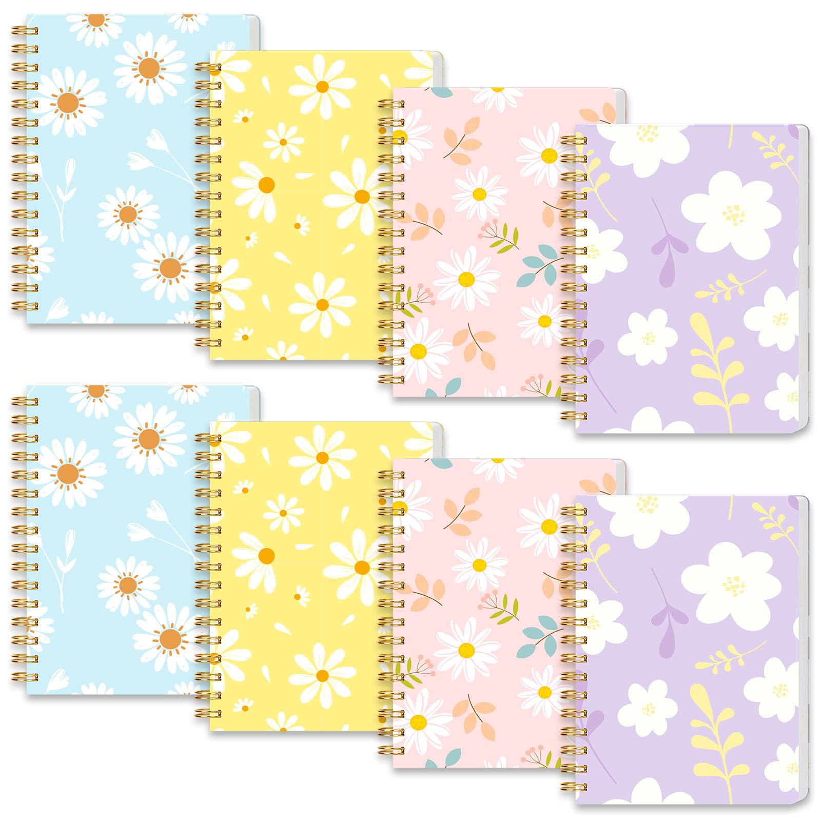 Koogel 8PCS Cute Spiral Notebook Journal, A6 Hardcover Journal Pocket Notebooks, 80 Sheets/160 Pages Wirebound Diary Planner for Back to School Office