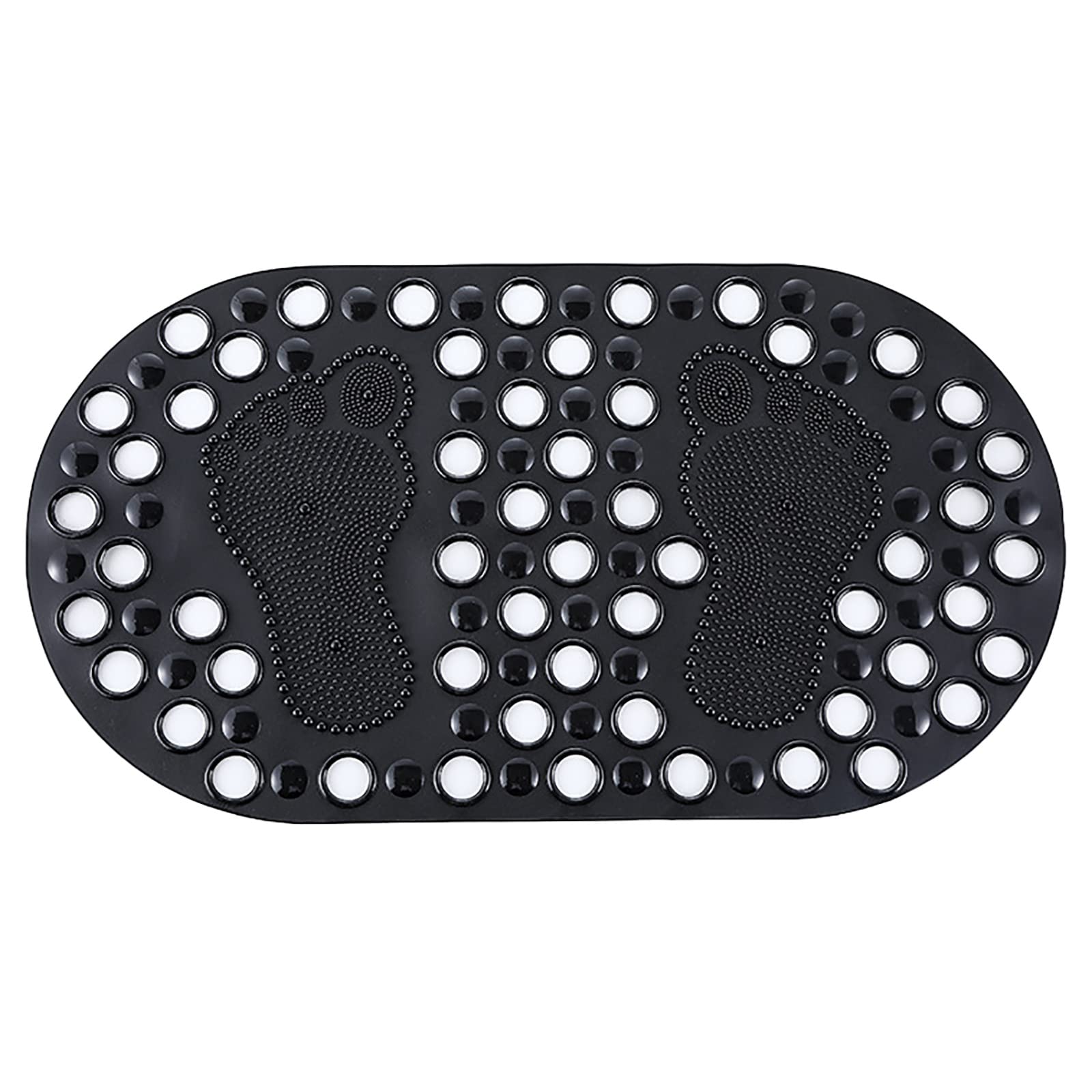 Tapis de bain noir 68x37 cm avec ventouses antidérapantes pour douche