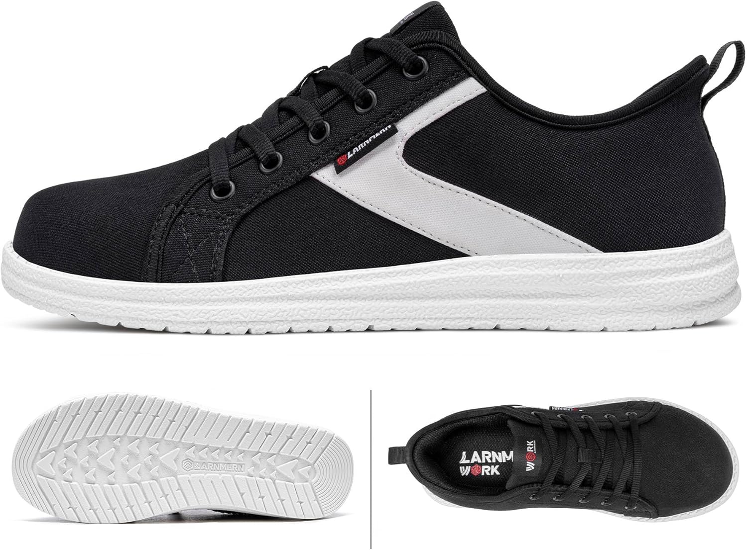 LARNMERN Slip On Steel Toe Shoes Women Work Walking Sneakers Skate Hands Free Safety Tennis Shoes