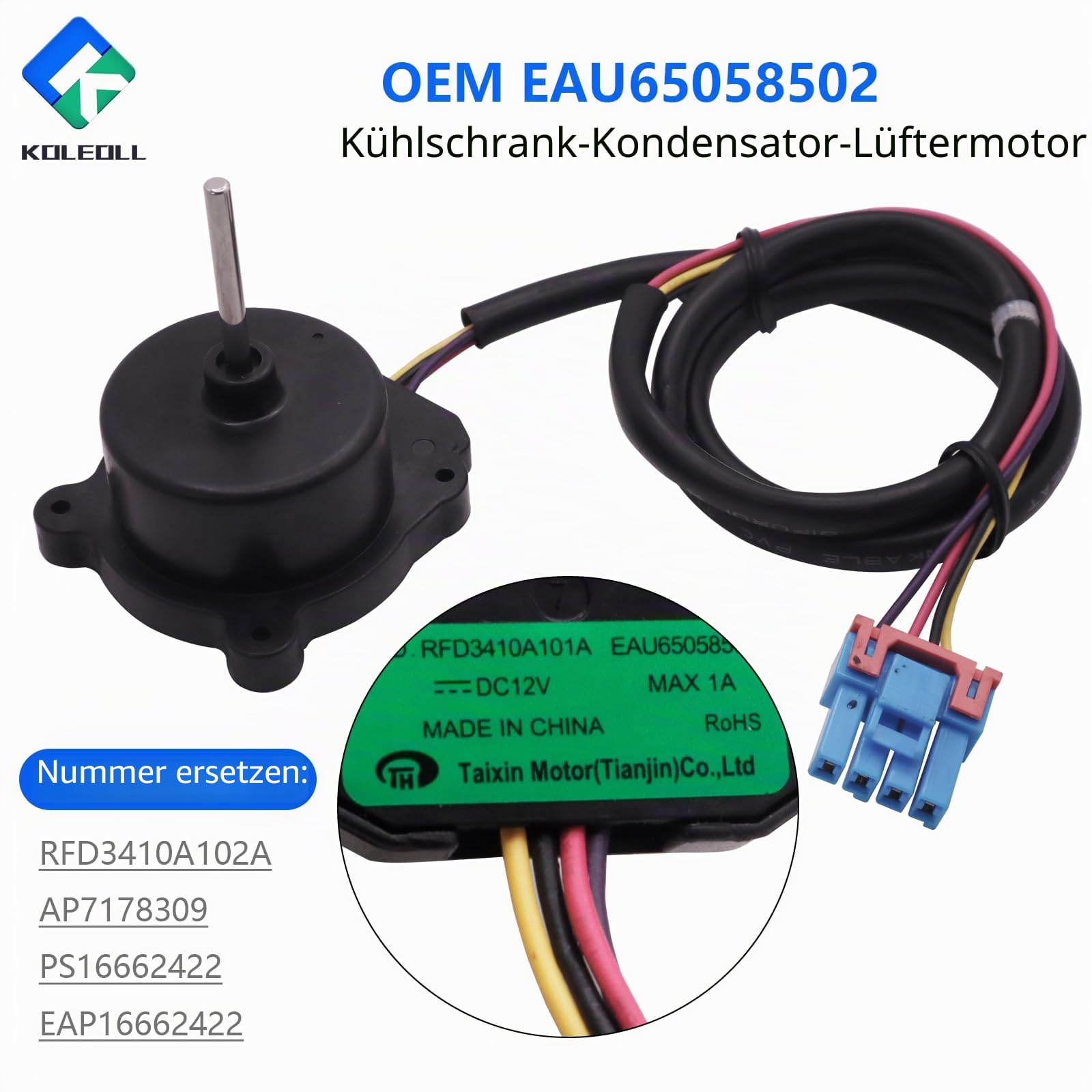 OEM EAU65058502 EAU64843805 RFD3410A102A EAU65058501 RFD3410A101A Kühlschrank-Kondensator-Motor passend für LG ersetzt AP7178309 PS16662422 EAP166622 422 g | EAU65058501 RFD3410A101A passend für LG ersetzt AP7178309 PS16662422 EAP16662422