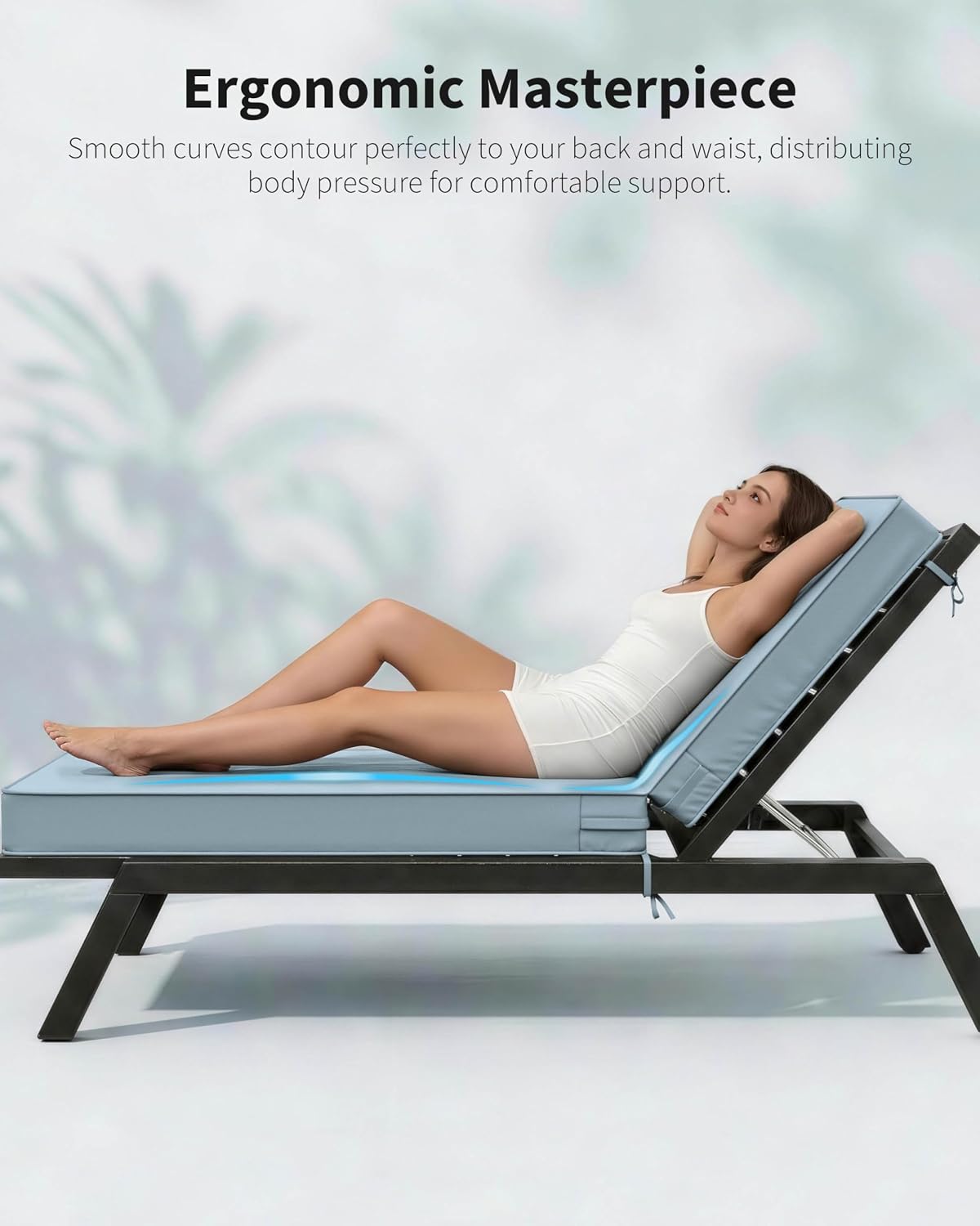 2 Pcs Chaise Lounge Cushions Outdoor Furniture 80" L X 26" W X 4" D High-Density Foam Outdoor Lounge Chair Cushions with Ties Waterproof & Fade Resistant for Lawn and Pool Lounge Chairs