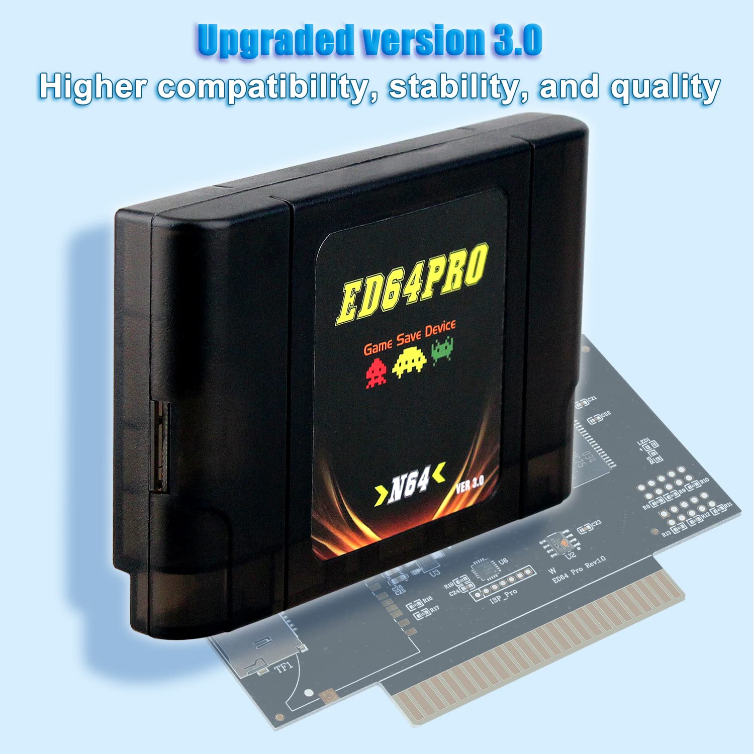 OSTENT ED64 Pro Game Save Device Cartridge 8GB TF Card Adapter for Nintendo 64 N64 Console : Video Games