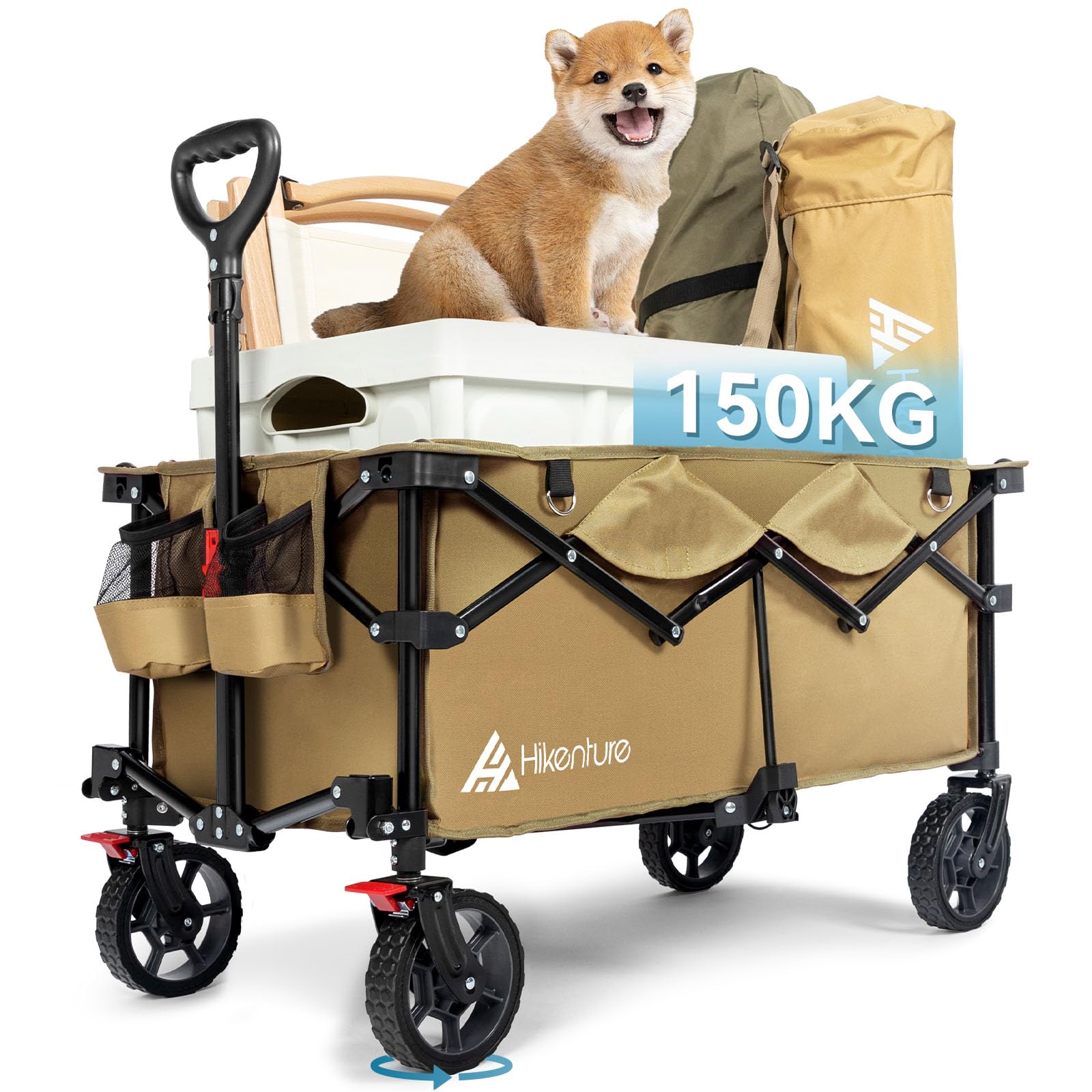 HIKENTURE キャリーワゴン 【大容量135L・耐荷重150？】アウトドアワゴン 【スイベル・ブレーキ付き】キャンプ カート 特許取得のコンパ Amazon | HIKENTURE キャリーワゴン 【大容量135L・耐荷重150