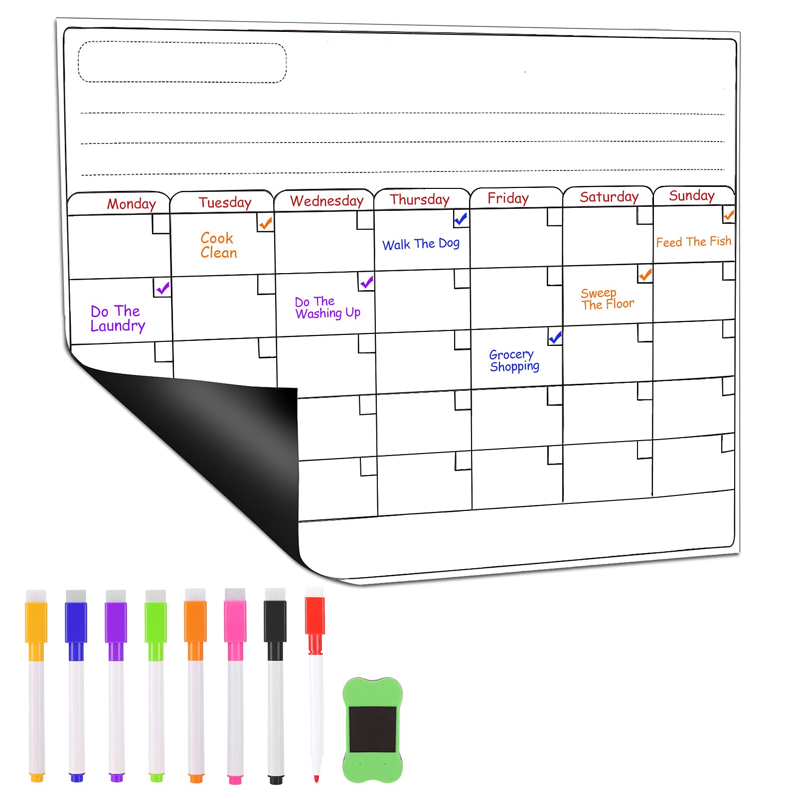 Buy Wjiang Dry Erase Planner Chore Chart for Refrigerator, 16.5x11.7" Dry Erase