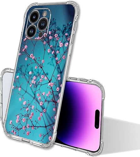 Miniatura 3 de Funda para iPhone 14 Pro, protección contra caídas de flores de ciruelo, funda a prueba de golpes, TPU de cuerpo completo, resistente a los arañazos