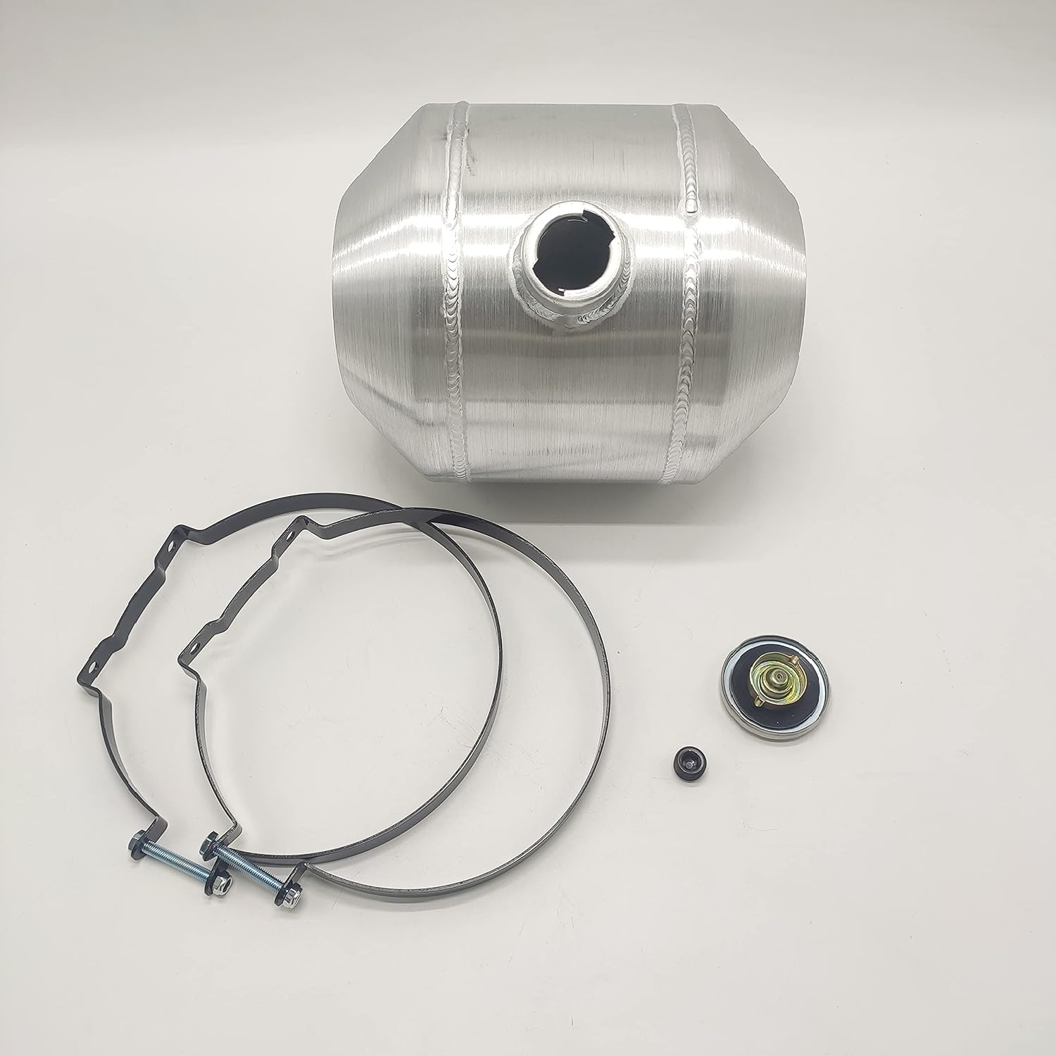 JSD 3.75 Gallons 10"x12" Aluminum Spun Round Gas Tank Fuel Cell Tank Center Fill 1/2" NPT Outlet