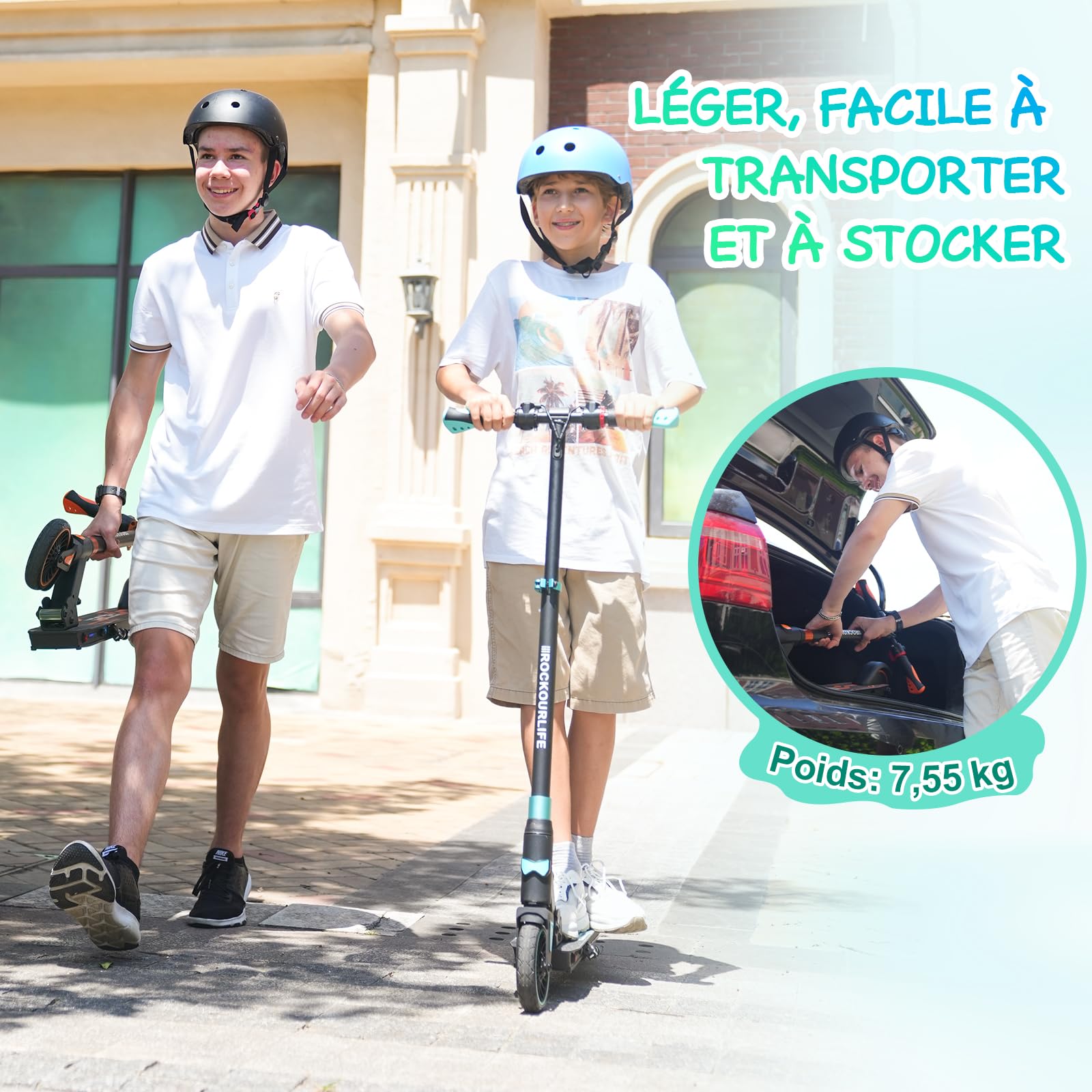 RCB TECH Trottinette Electrique Enfants (8-12-16 Ans) - Trottinette électrique Pliable pour Enfants - Autonomie Max 16 KM - Max 20 KM/H - Cadeau pour Enfant & Adolescents