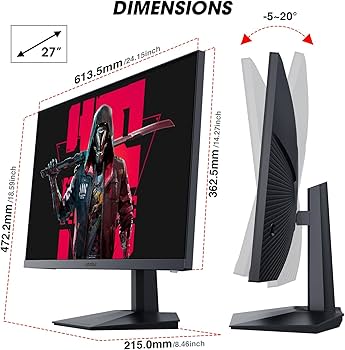 KOORUI 27 Inch Gaming Monitor Full HD (1920 x 1080), 165 Hz,1ms
