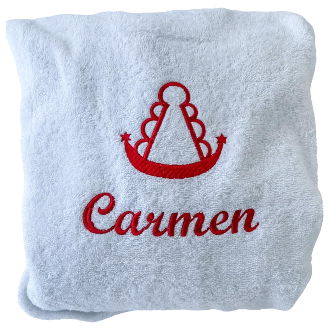 Albornoz infantil personalizable con nombre bordado - Albornoz unisex niño/niña nombre - Fabricante Español -Bata de baño rizo blanco absorbente. Talla 1 a 16
