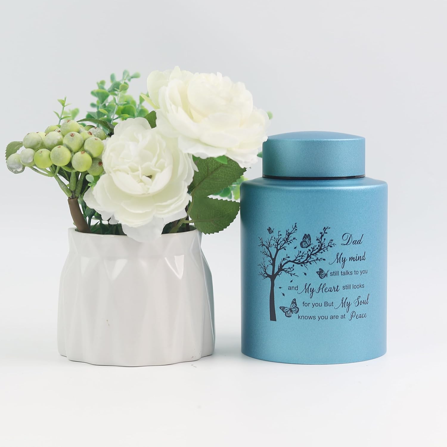 6 Inch Cremation Urn - Stainless Steel Memorial Urn for Human or Pet Ashes, Keepseek Urn Engraved with My Mind Still Talks to You-Dad - Image 4