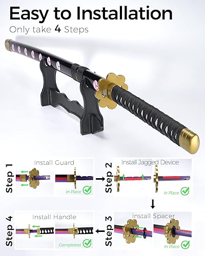 Miniatura 3 de Roronoa Zoro Sword - Réplica de katana de anime de 41 pulgadas con cinturón y soporte, espada de anime con diseño auténtico