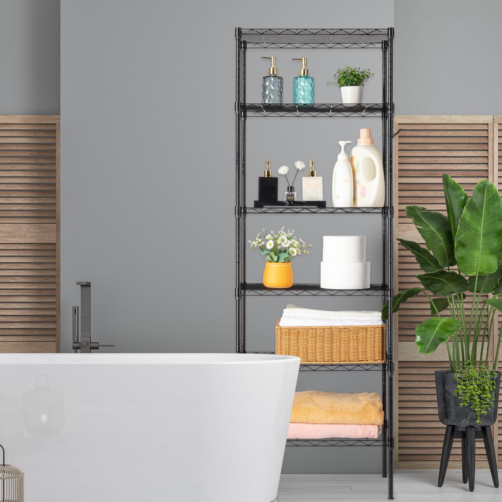 Étagère à 6 Tablettes étroites En Métal Réglables En Hauteur