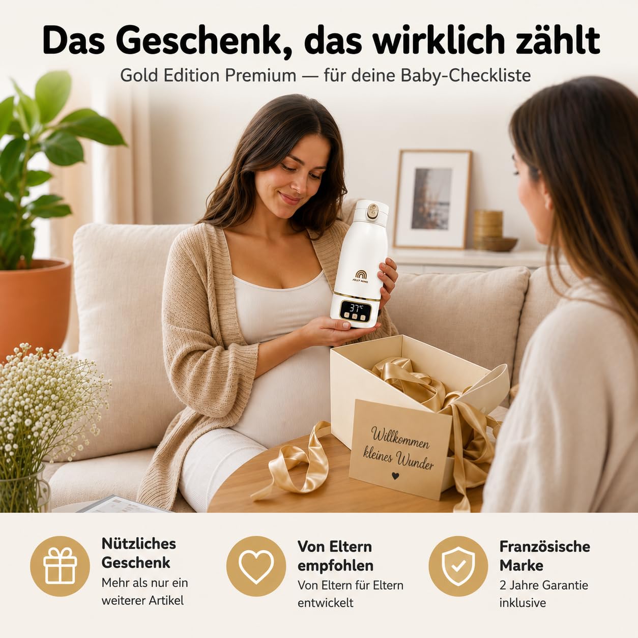 Flaschenwärmer Baby Unterwegs Tragbar Kabellos 500ml, Muttermilch & Wasser, Reise Auto Nacht, Silikonbürste Inklusive