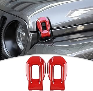 CheroCar for Jeep Hood Lock Latches Cover Catch Brackets Cover External Accessories Decoration Stickers for 2018-2025 Jeep Wrangler JL JLU & 2020-2025 Gladiator JT (Red)